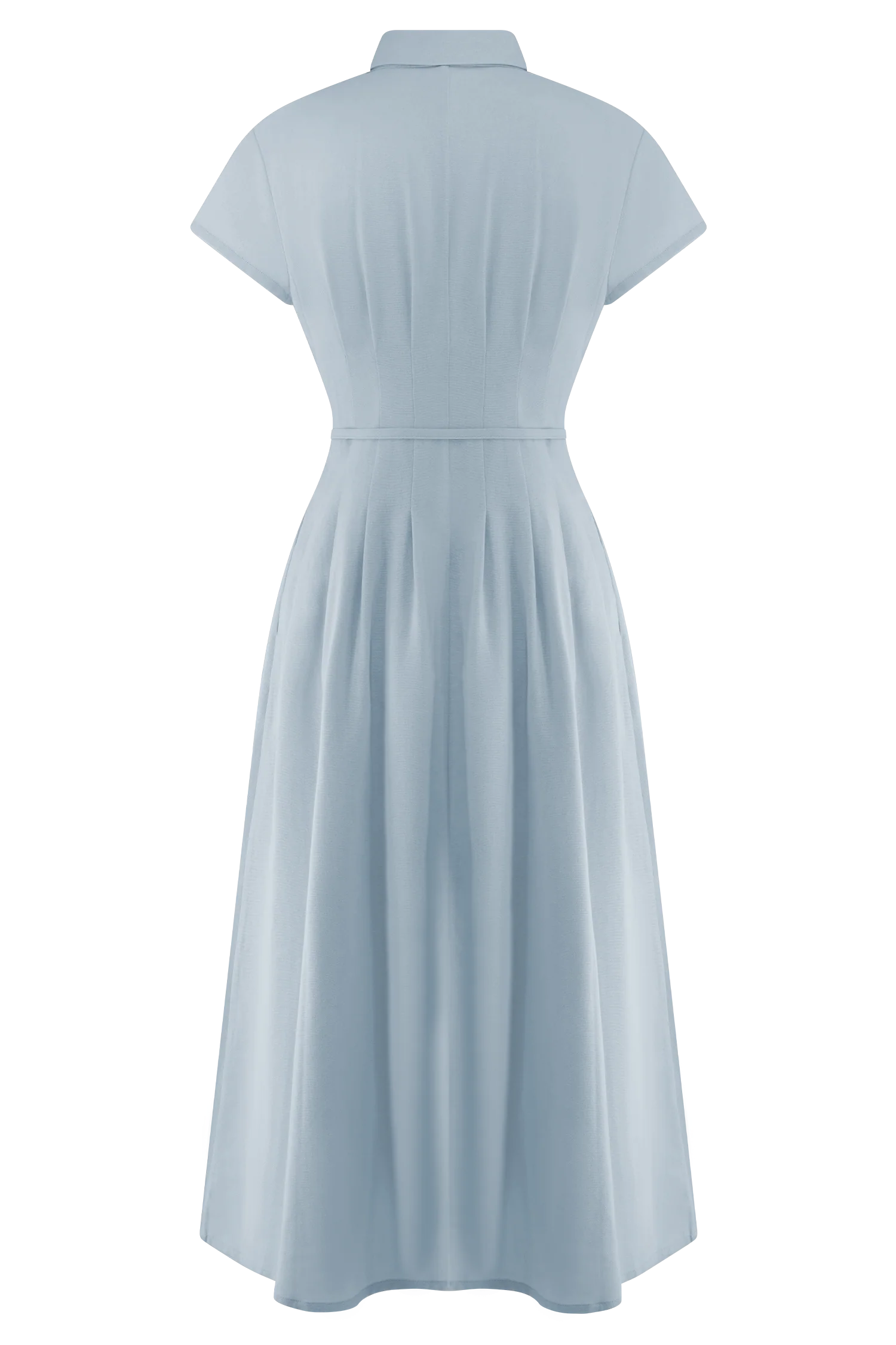 Aysha Buttoned Linen Midi Dress - Cornflower Blue - Image 7