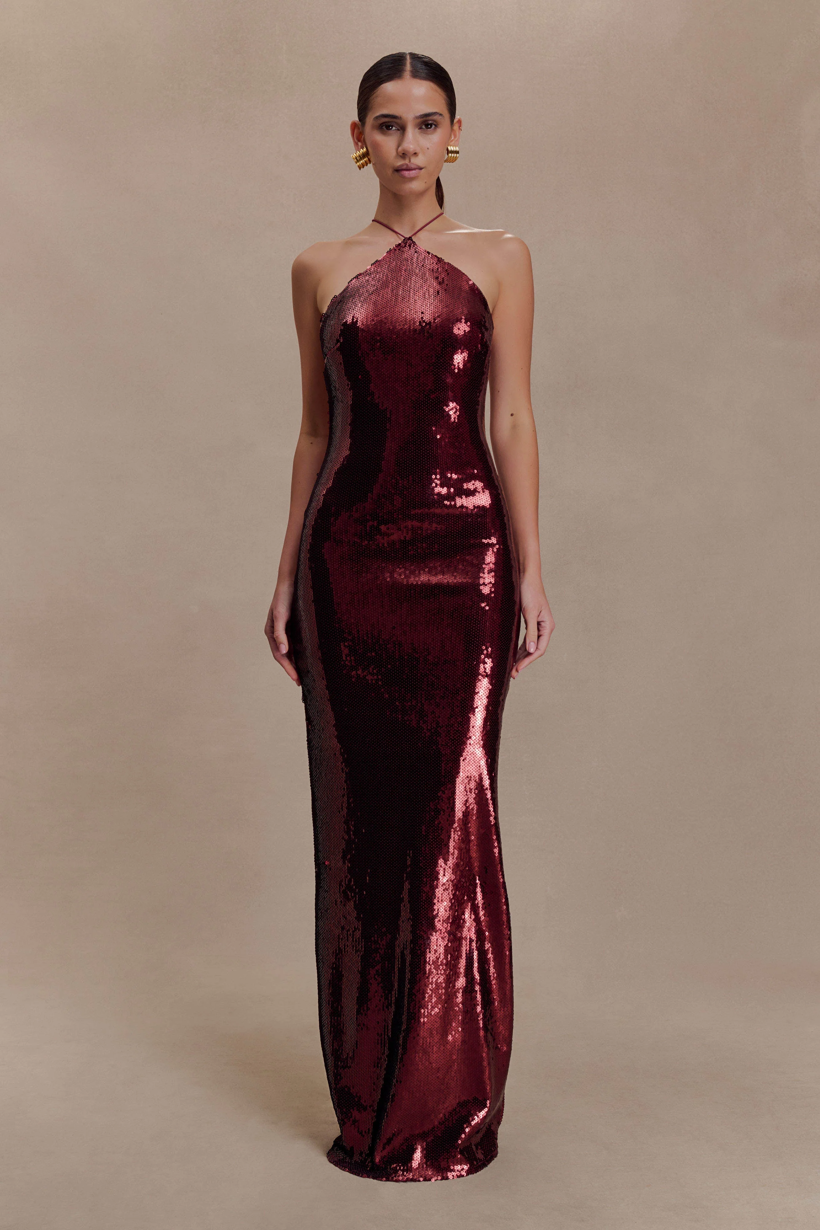Baldwin Sequin Cut Out Maxi Dress - Mahogany - Image 2