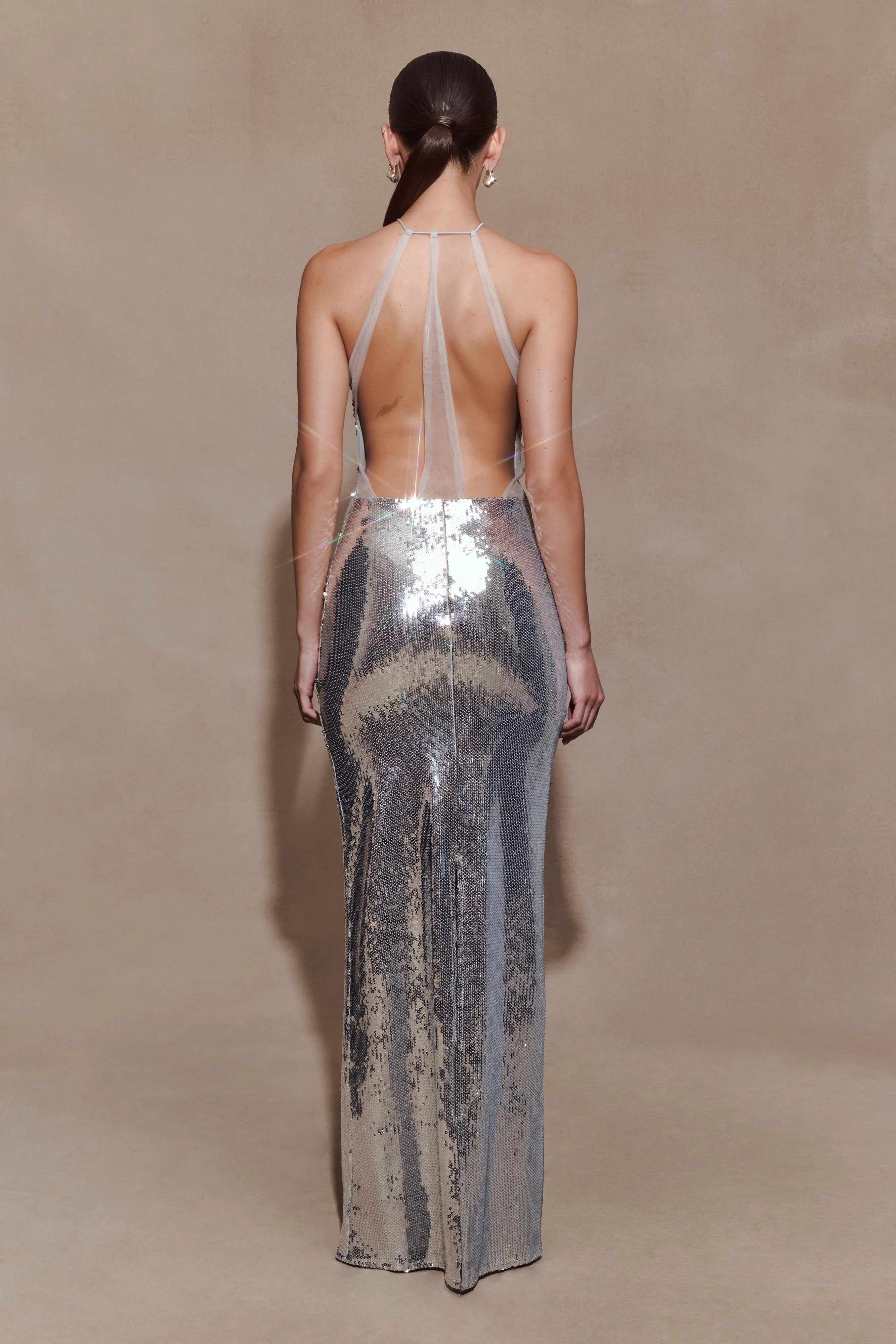 Baldwin Sequin Cut Out Maxi Dress - Silver - Image 3