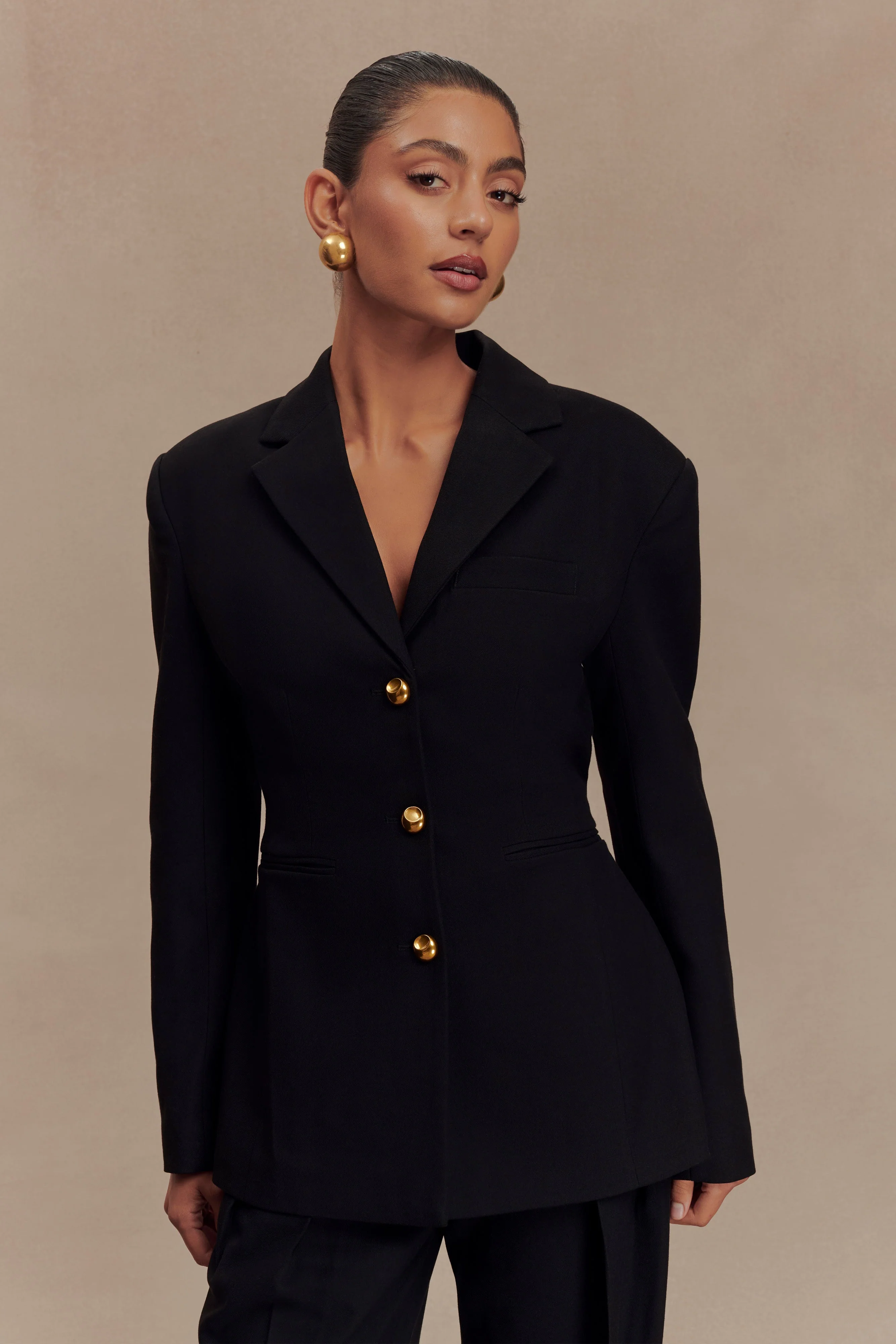 Bellamy Cinched Blazer - Black - Image 5