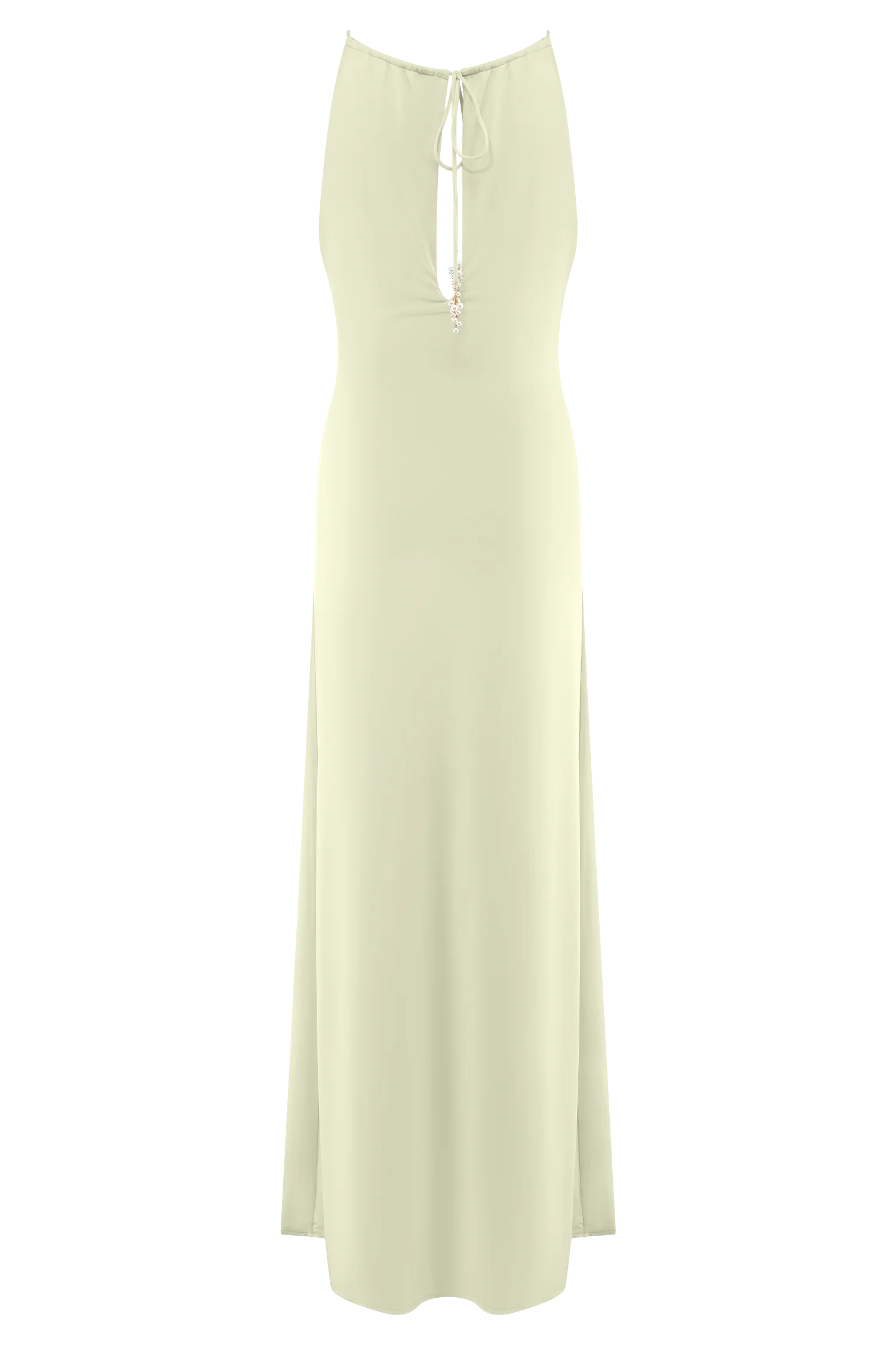 Beryl Slinky Maxi Dress With Pearls - Ivory - Image 8
