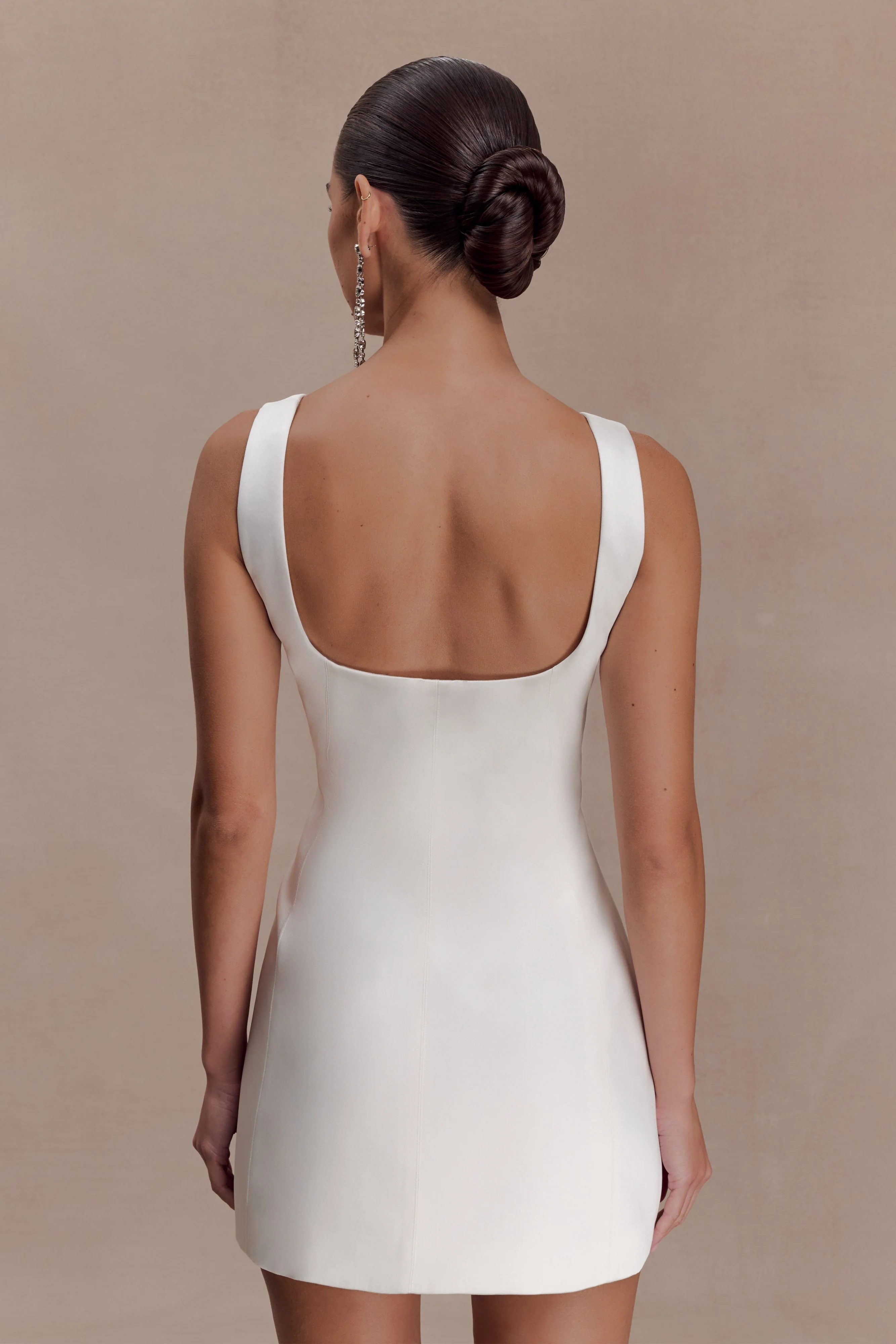 Beth Satin Mini Dress - White - Image 2