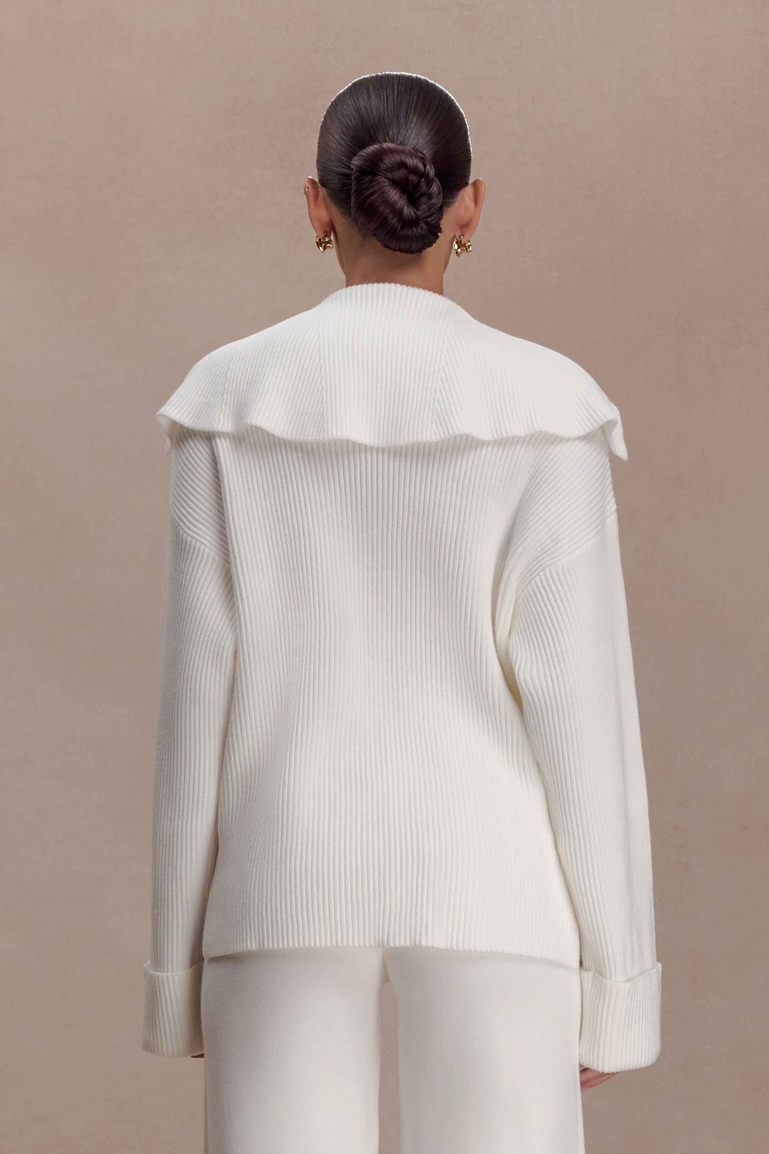 Bianka V Neck Knit Jumper - Off White - Image 2