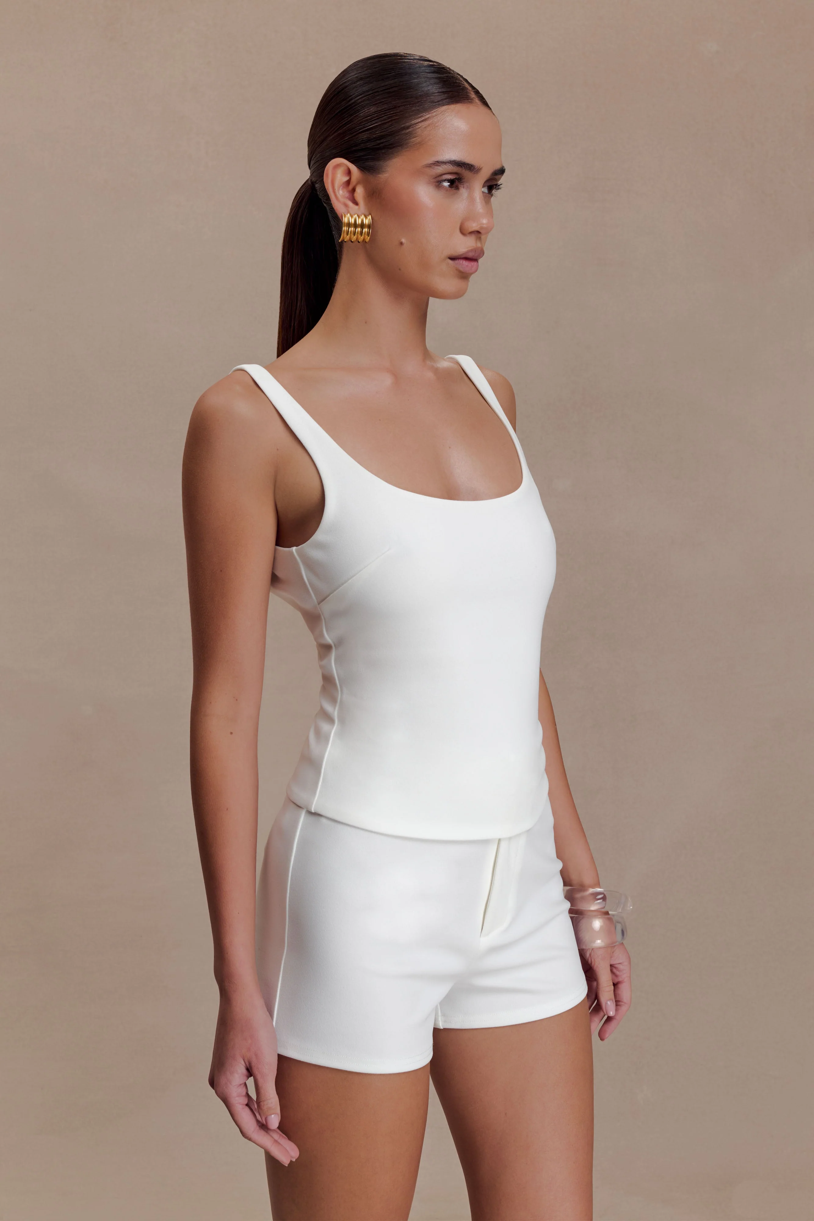 Blanca Stretch Crepe Cami Top - White - Image 2