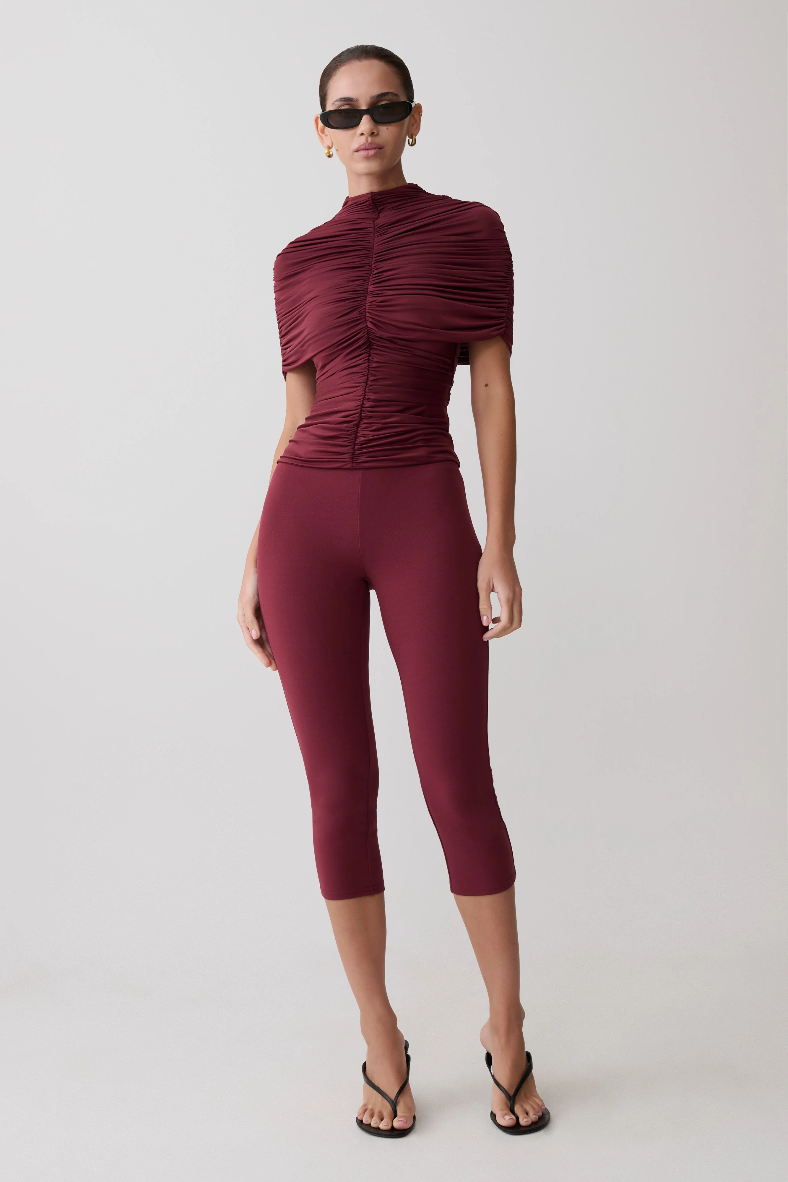 Blanca Stretch Crepe Capri Pants - Mahogany - Image 5