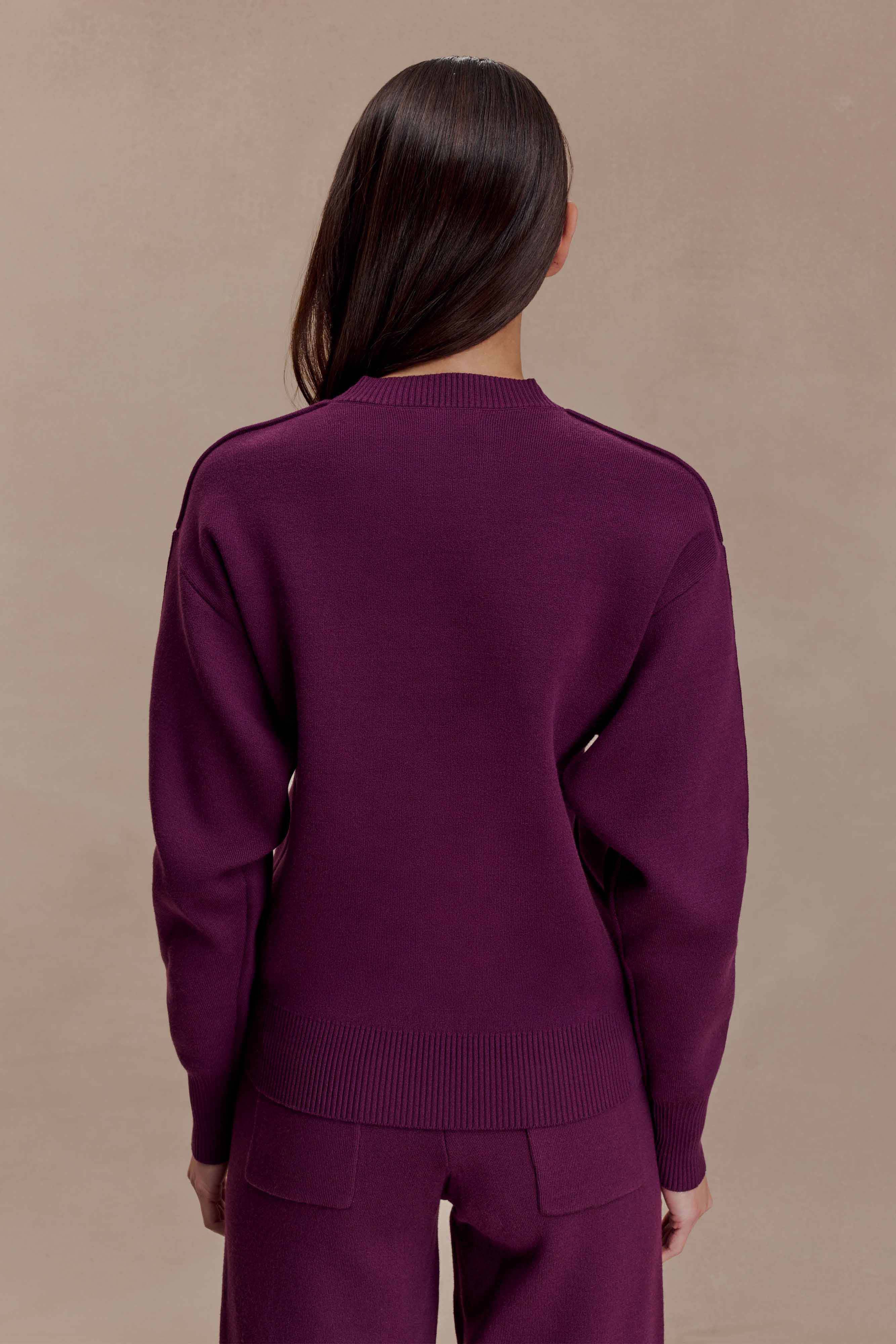 Braxton Cozy Knit Jumper - Plum - Image 2