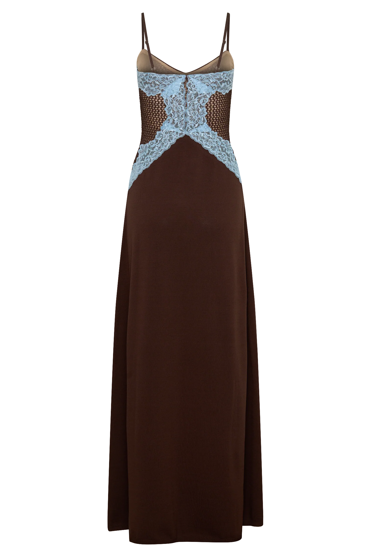Bray Knit & Lace Maxi Dress - Chocolate/Blue - Image 8