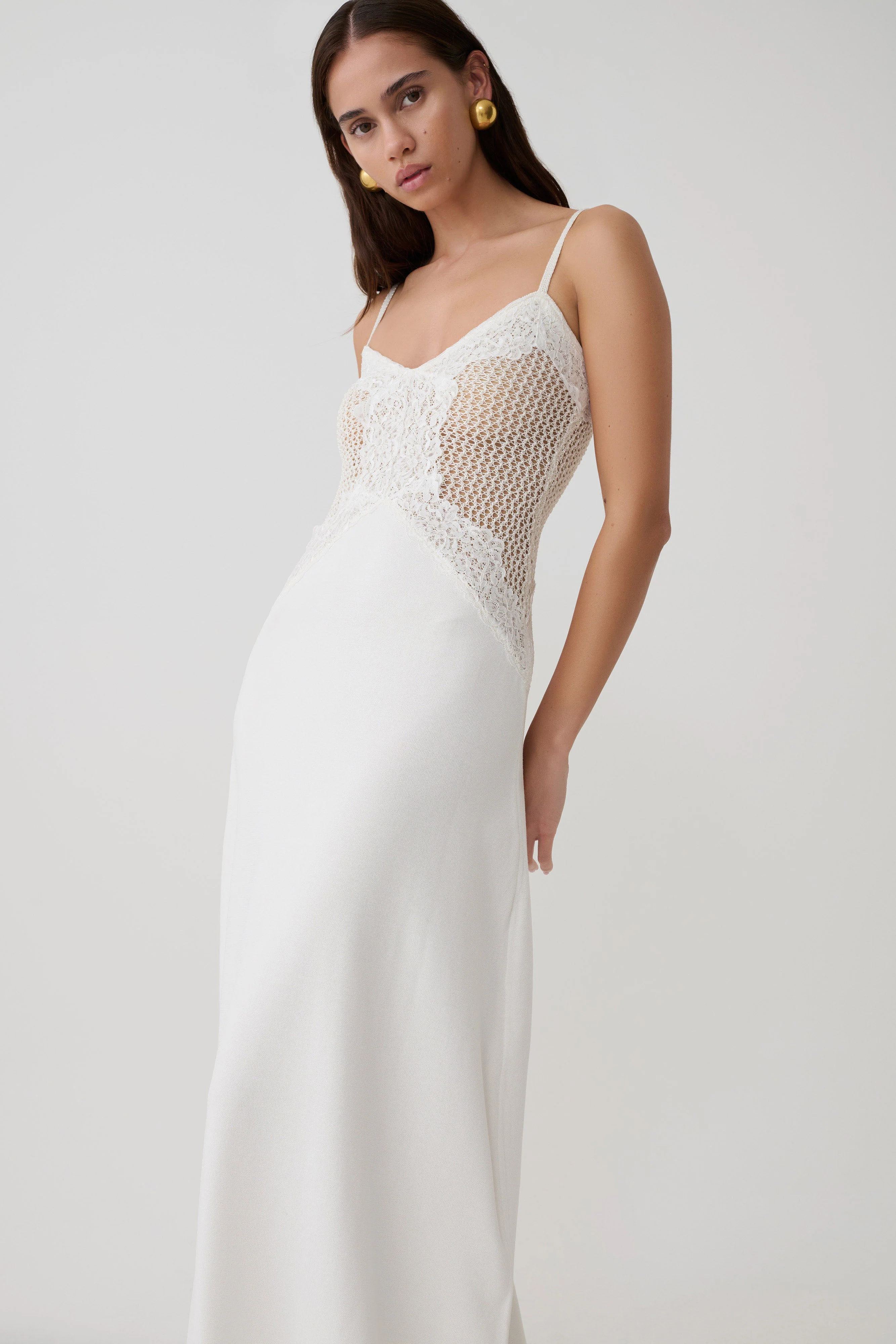 Bray Knit & Lace Maxi Dress - Ivory - Image 5