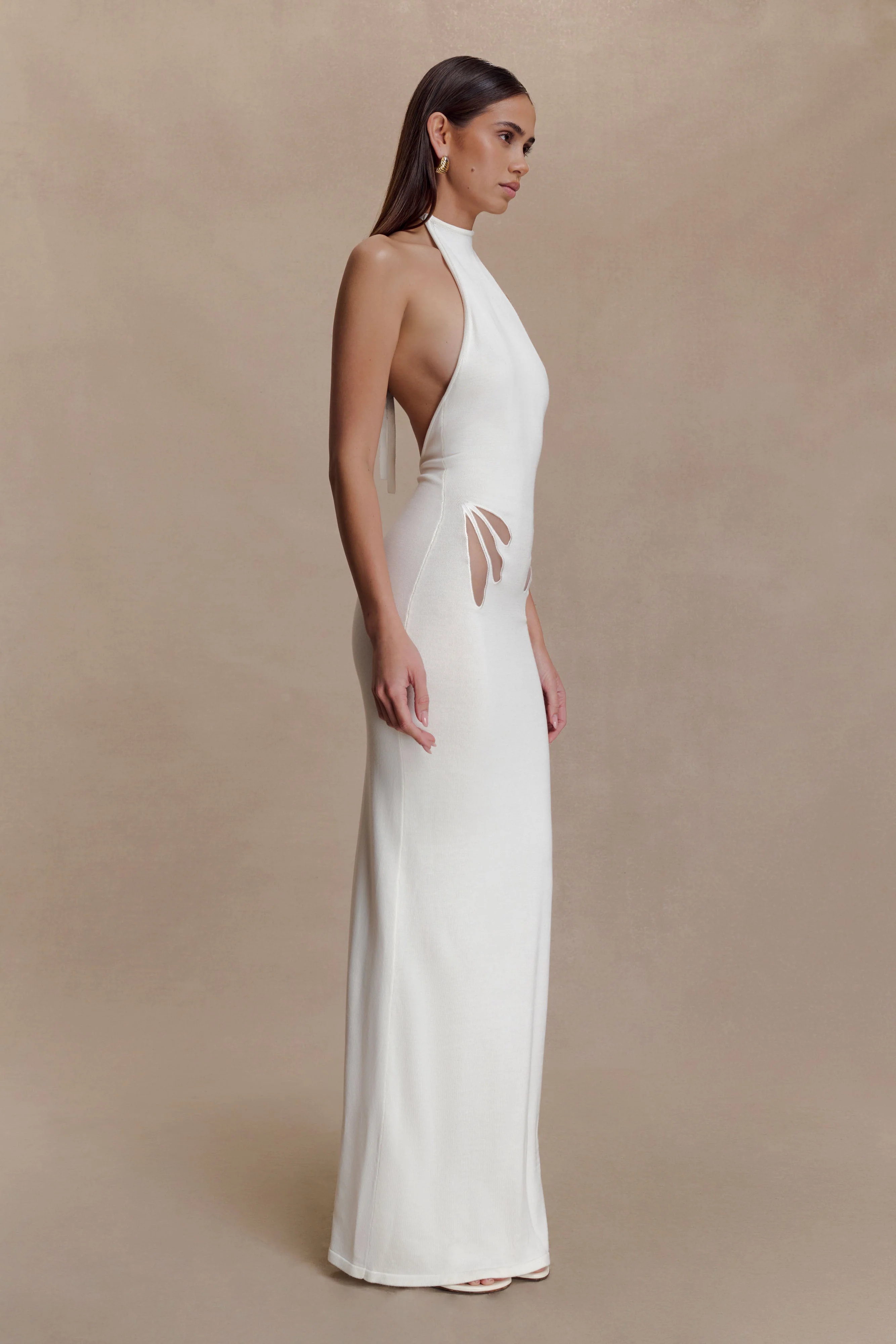 Brock Knit Halter Maxi Dress - White - Image 5