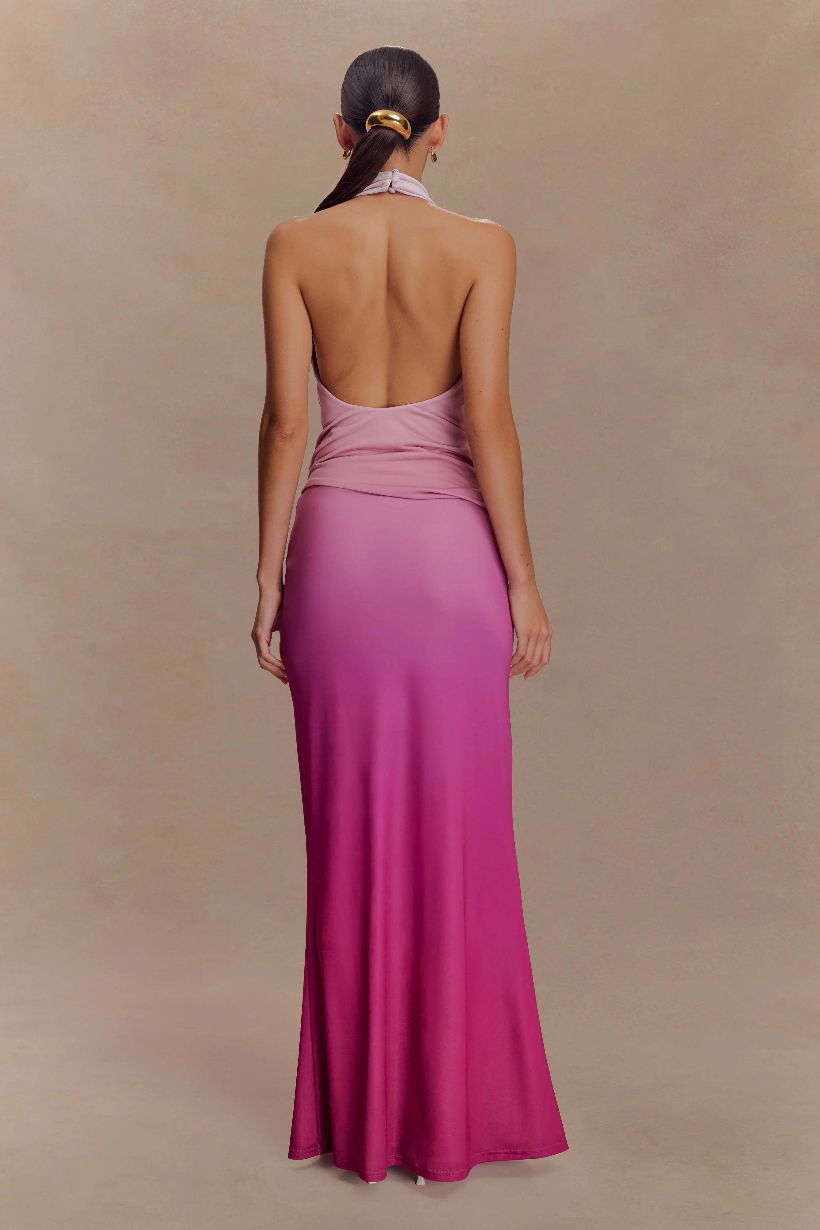 Bruna Slinky Fishtail Maxi Skirt - Ombre Pink - Image 2