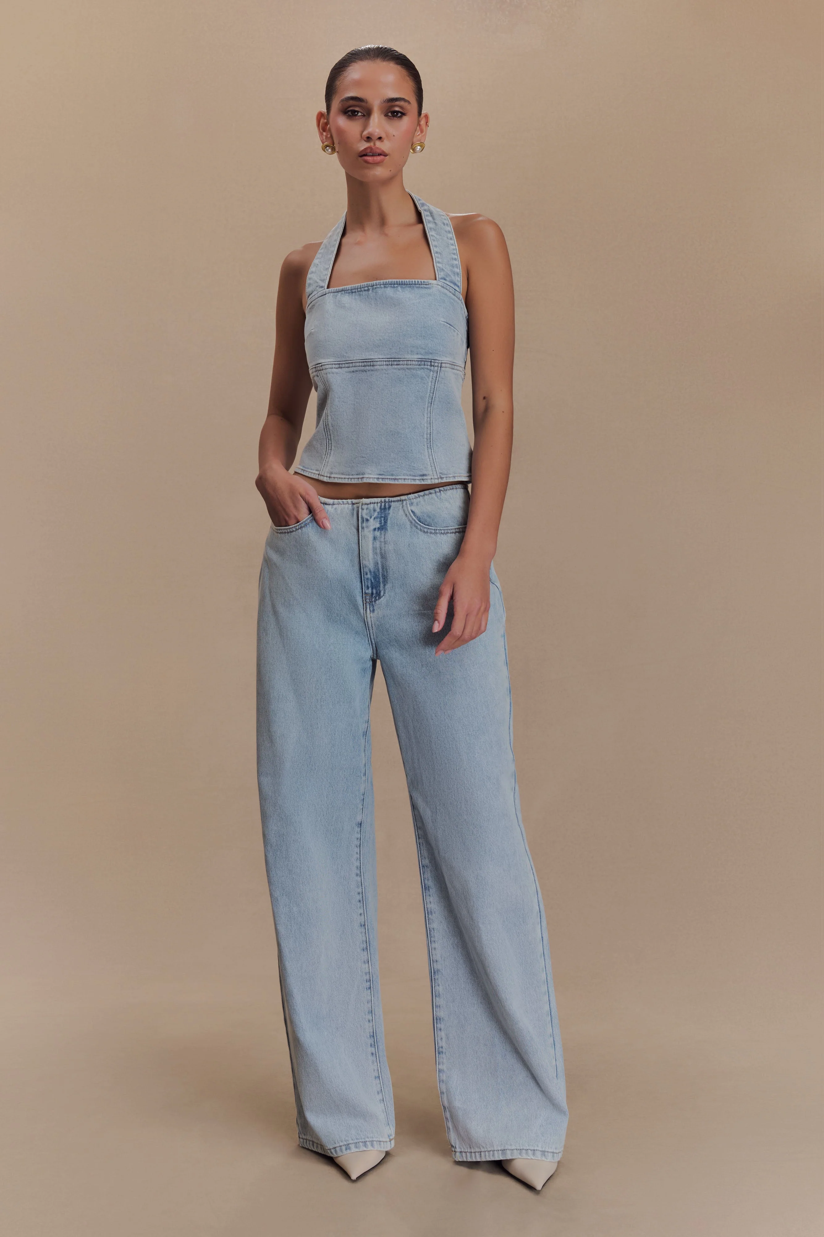 Caitlin Mid Rise Denim Jeans - Light Blue - Image 7