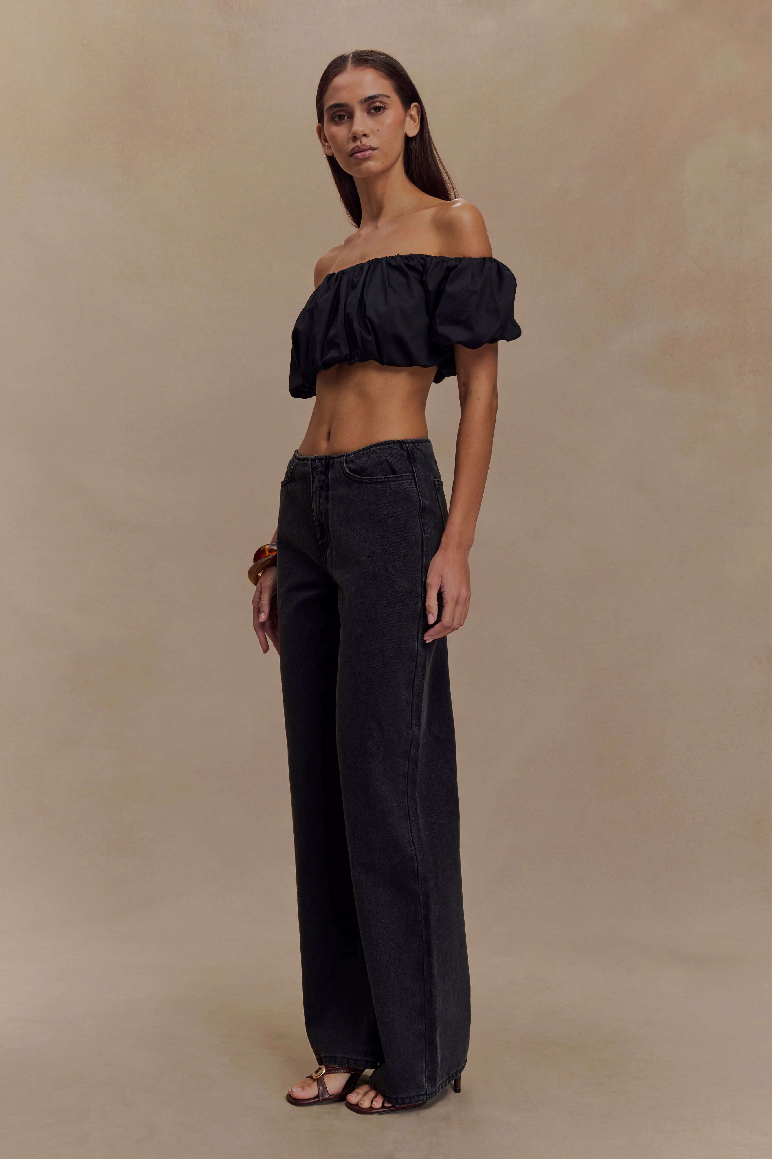 Caitlin Mid Rise Denim Jeans - Washed Black - Image 4