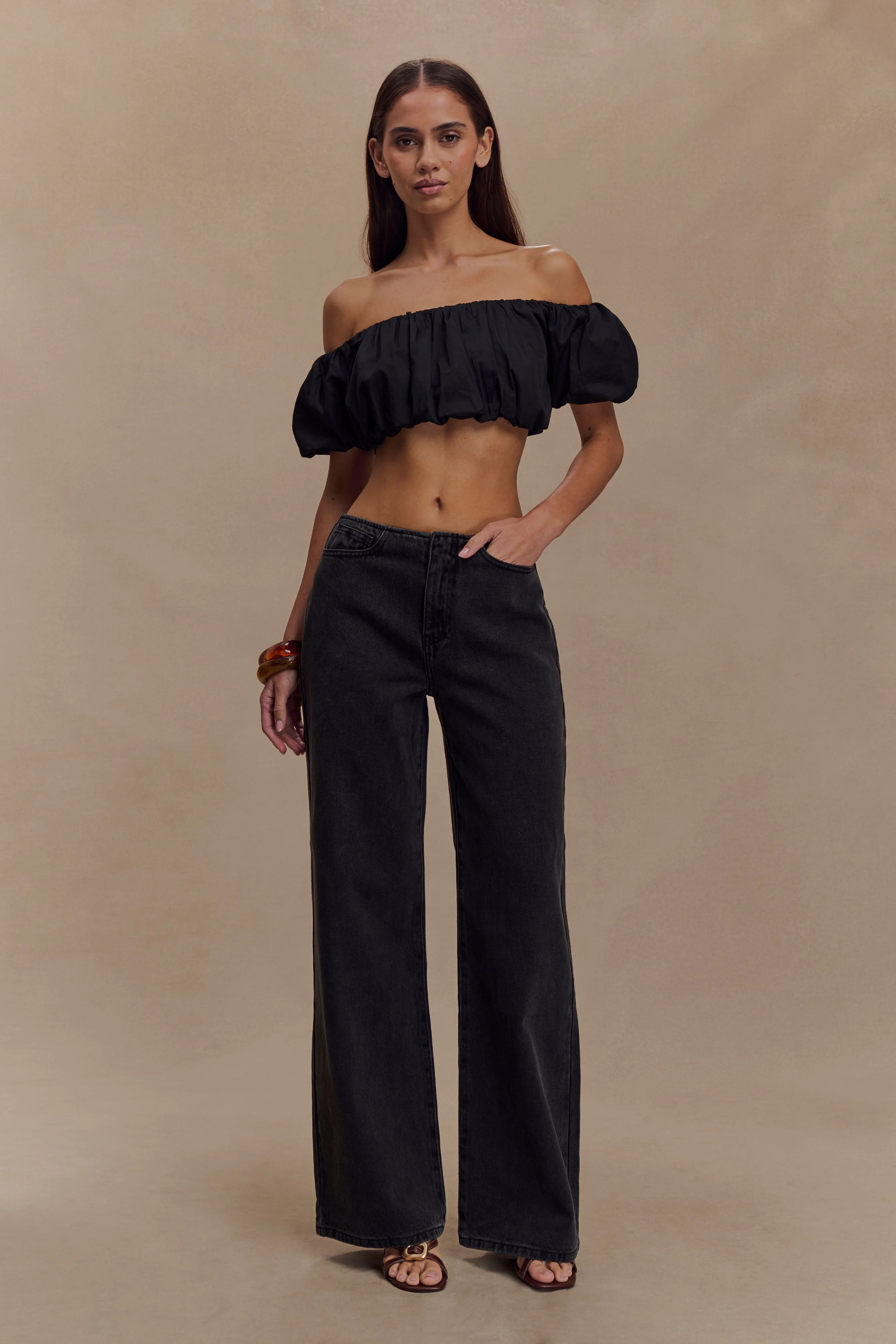 Caitlin Mid Rise Denim Jeans - Washed Black - Image 6
