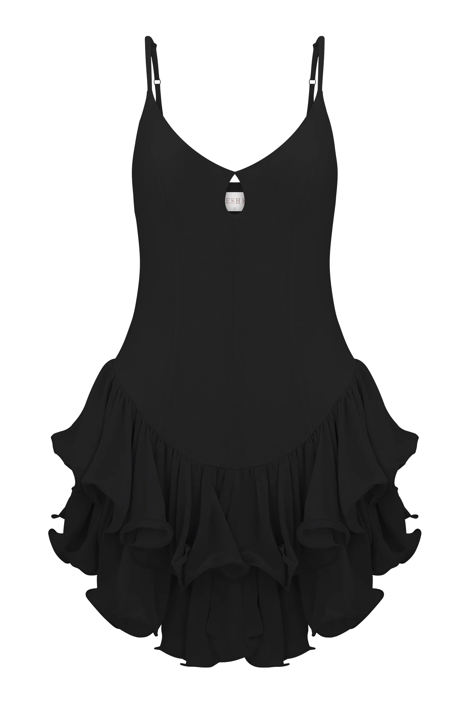 Calantha Ruffle Mesh Mini Dress - Black - Image 9