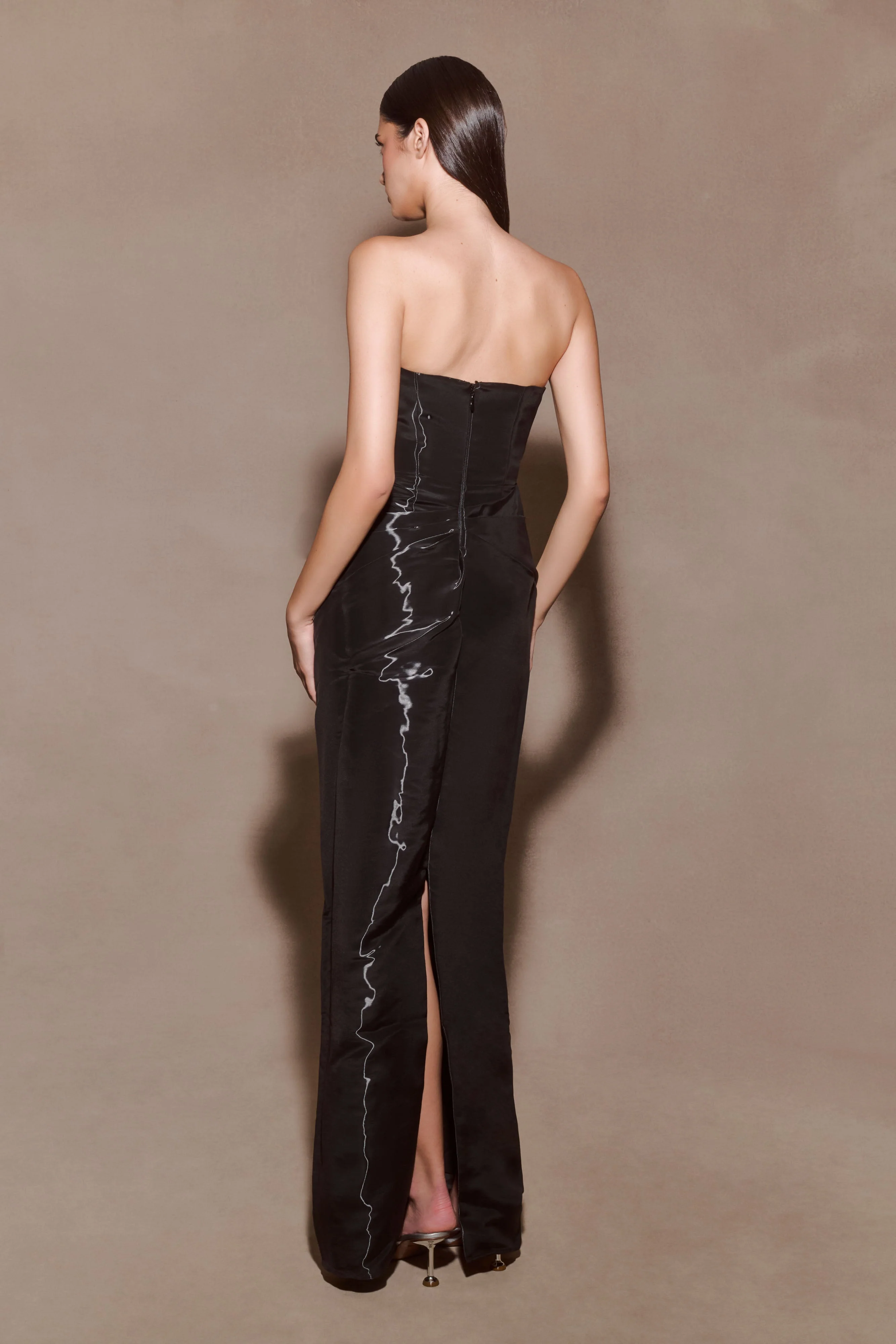 Calliope Strapless Organza Maxi Dress - Black - Image 2
