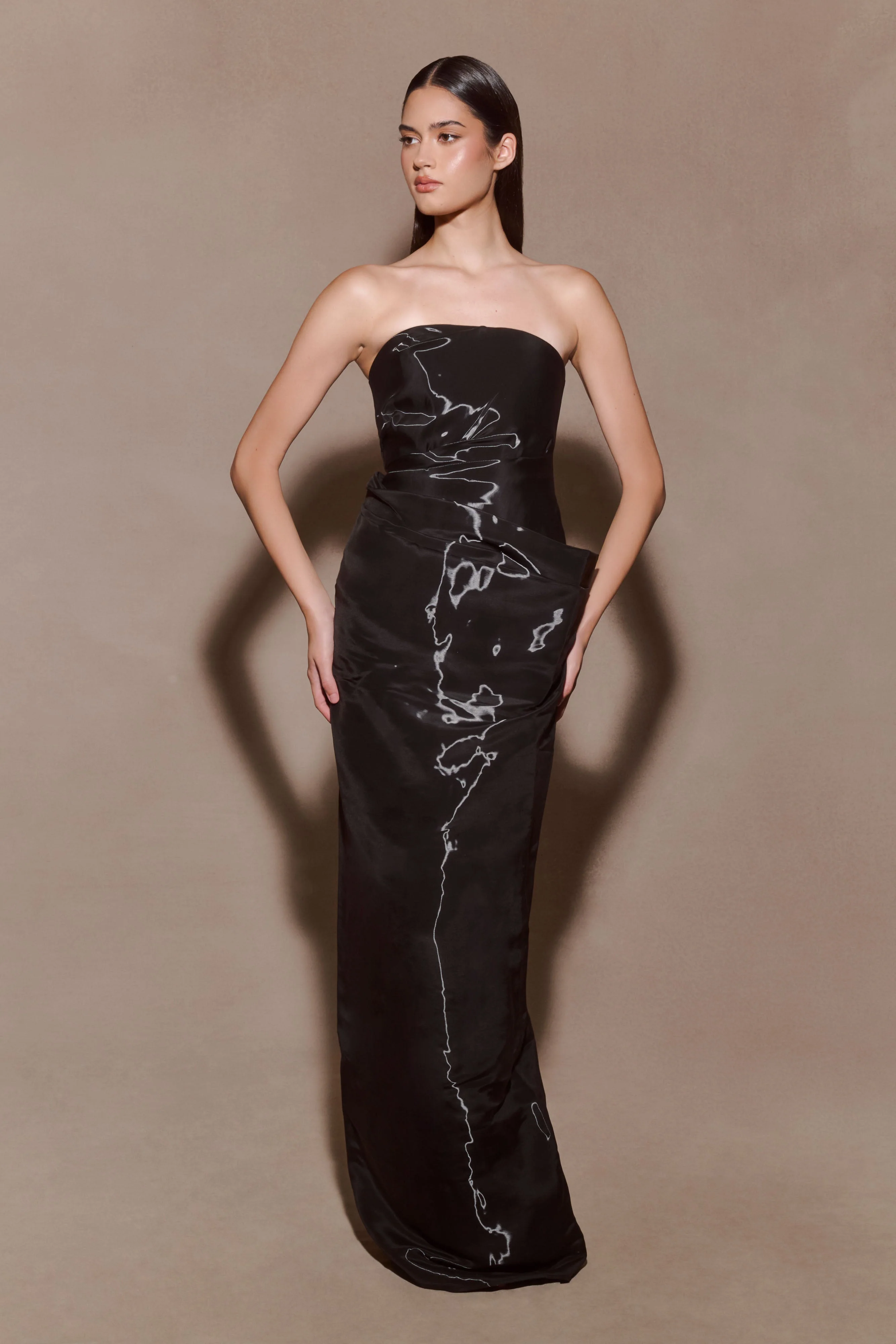 Calliope Strapless Organza Maxi Dress - Black - Image 3