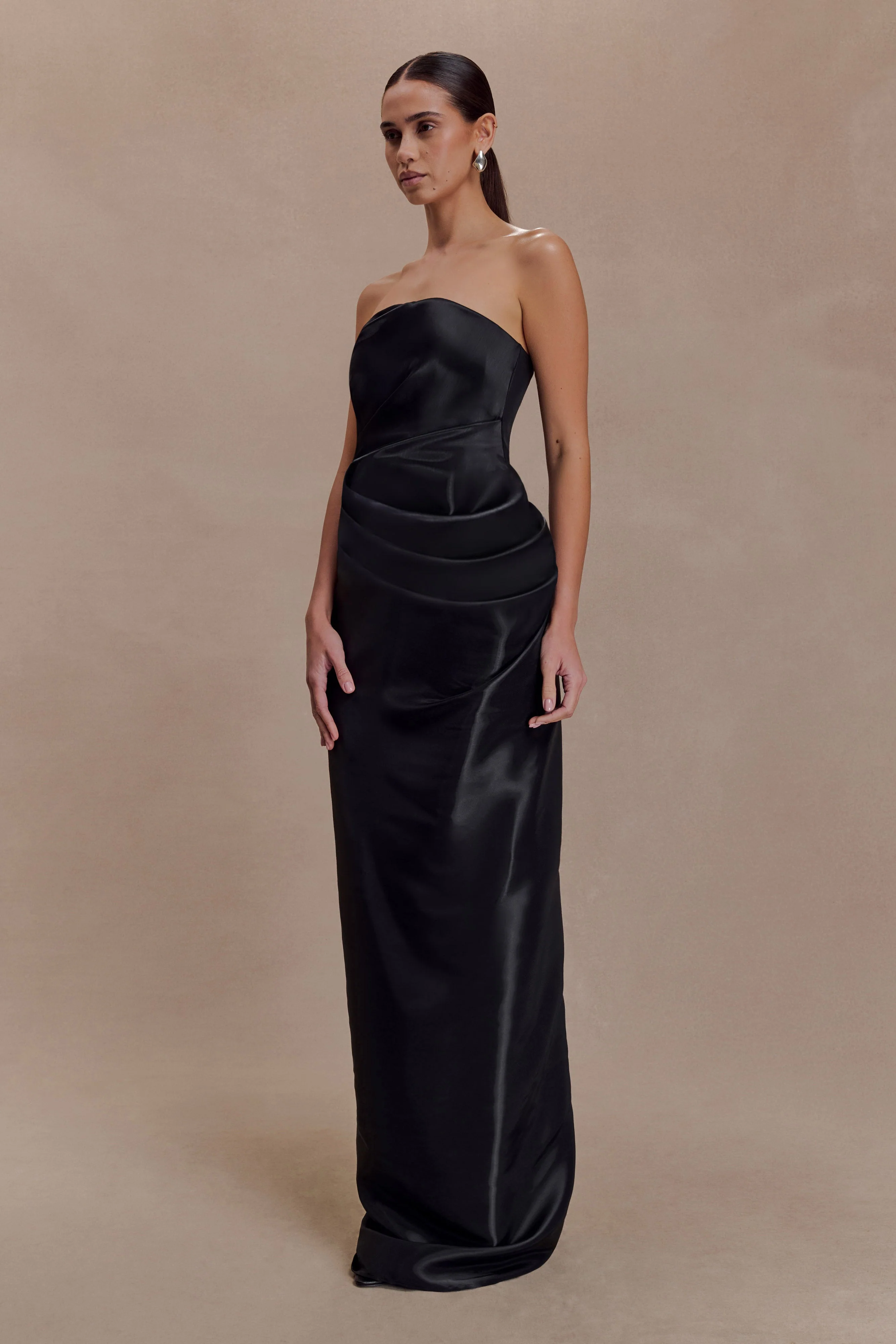 Calliope Strapless Organza Maxi Dress - Black - Image 4