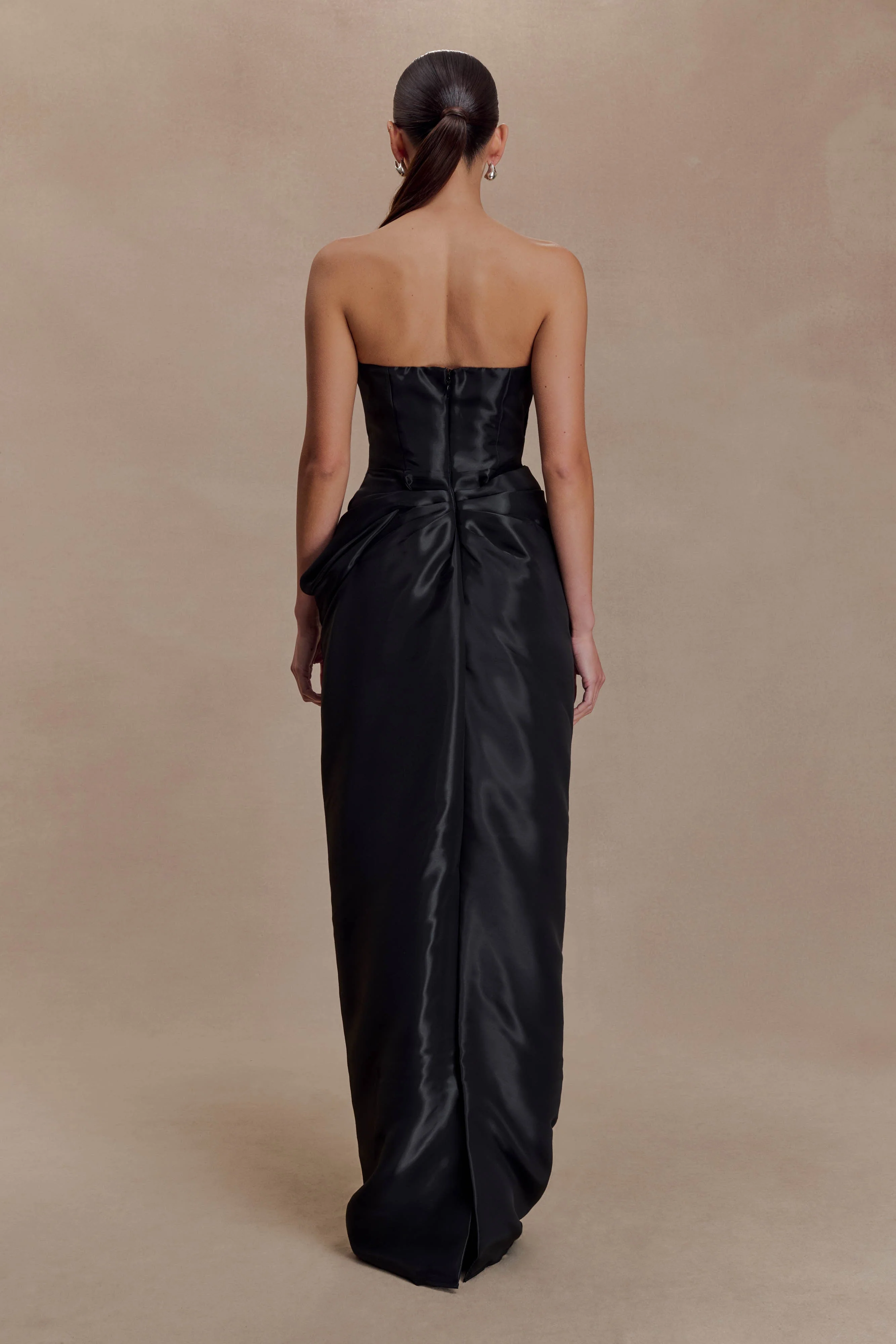 Calliope Strapless Organza Maxi Dress - Black - Image 5