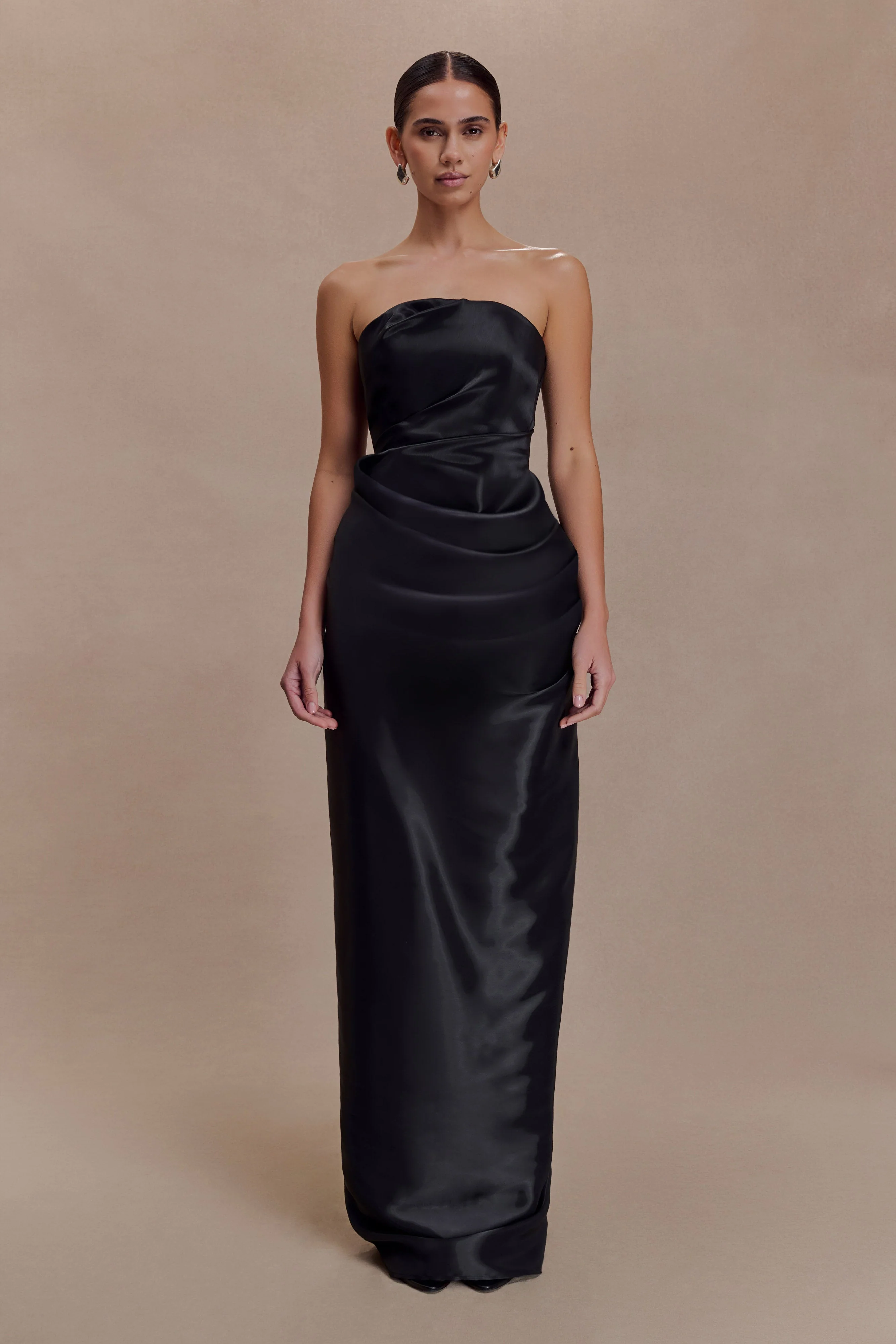 Calliope Strapless Organza Maxi Dress - Black - Image 6