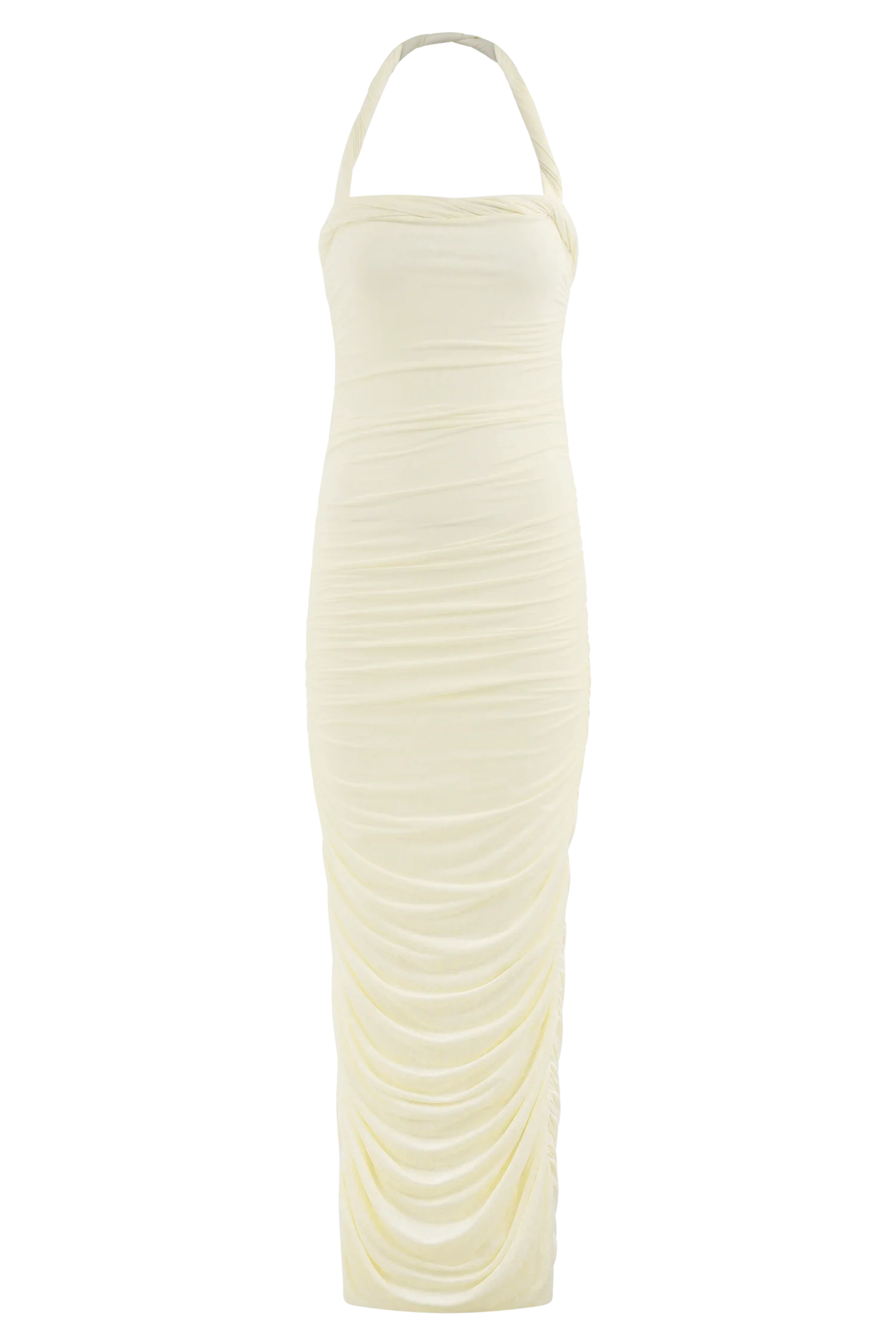 Camila Ruched Halter Midi Dress - Ivory - Image 9