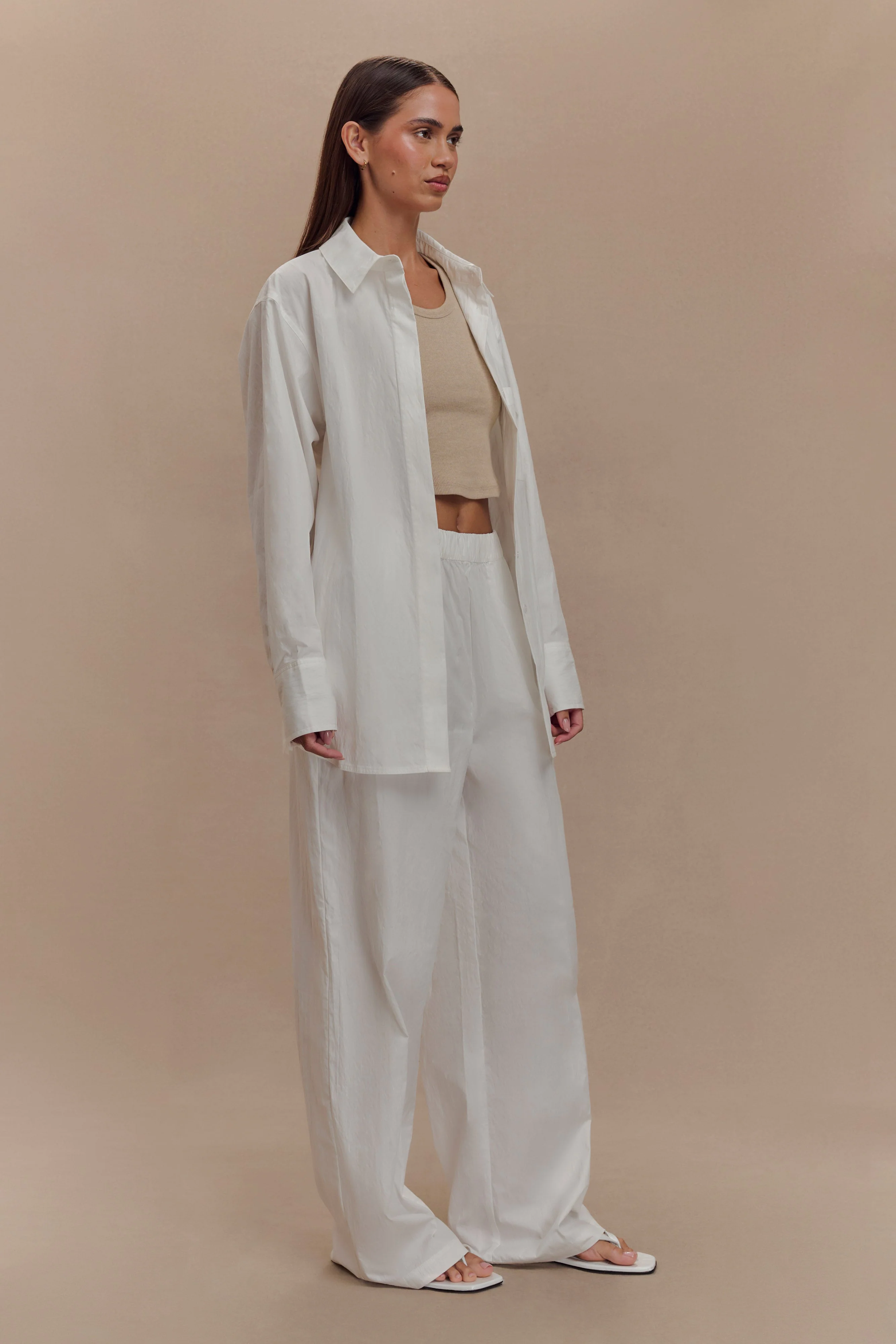 Campbell Cotton Wide Leg Pants - White - Image 4
