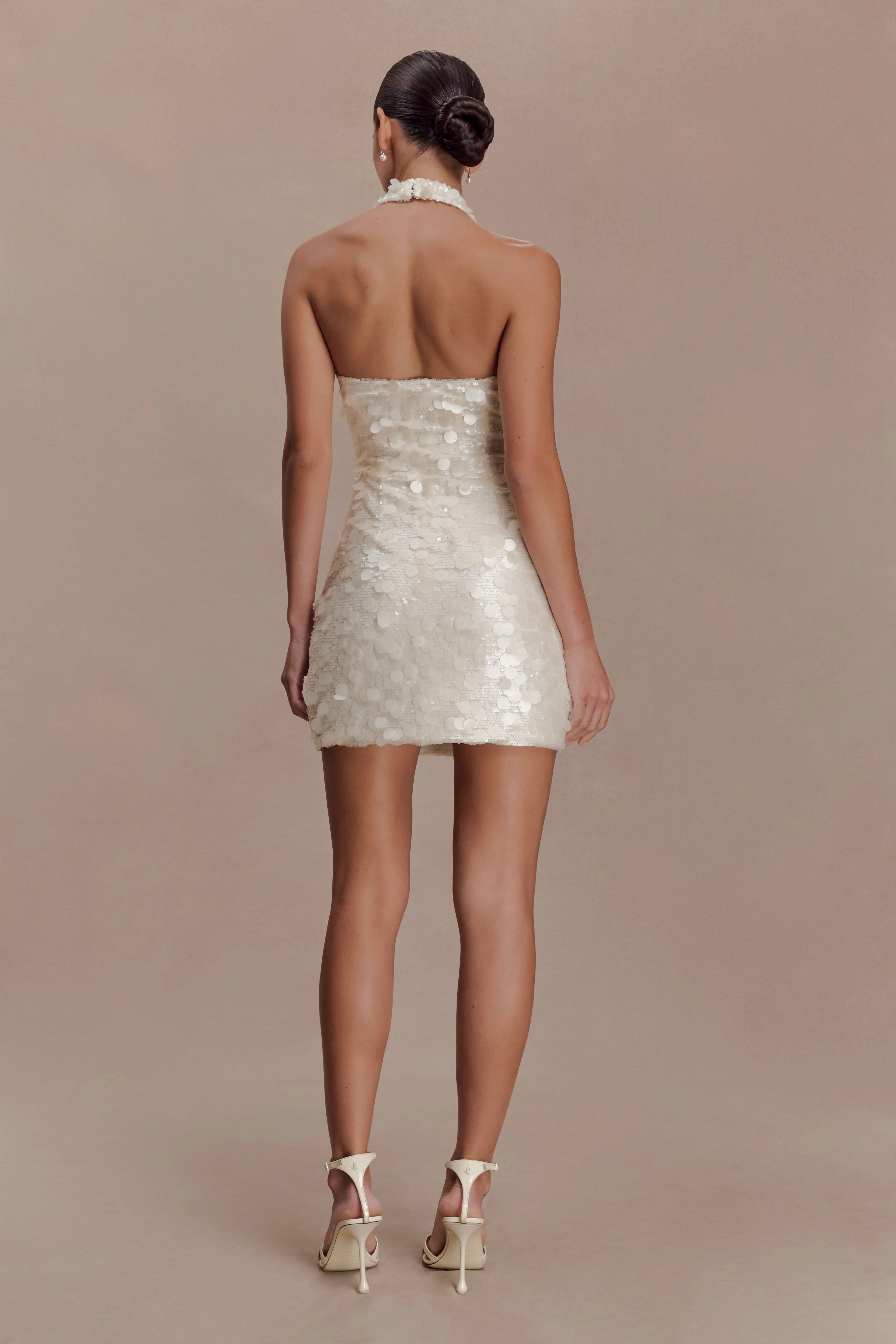 Caralee Sequin Halter Mini Dress - Ivory - Image 5