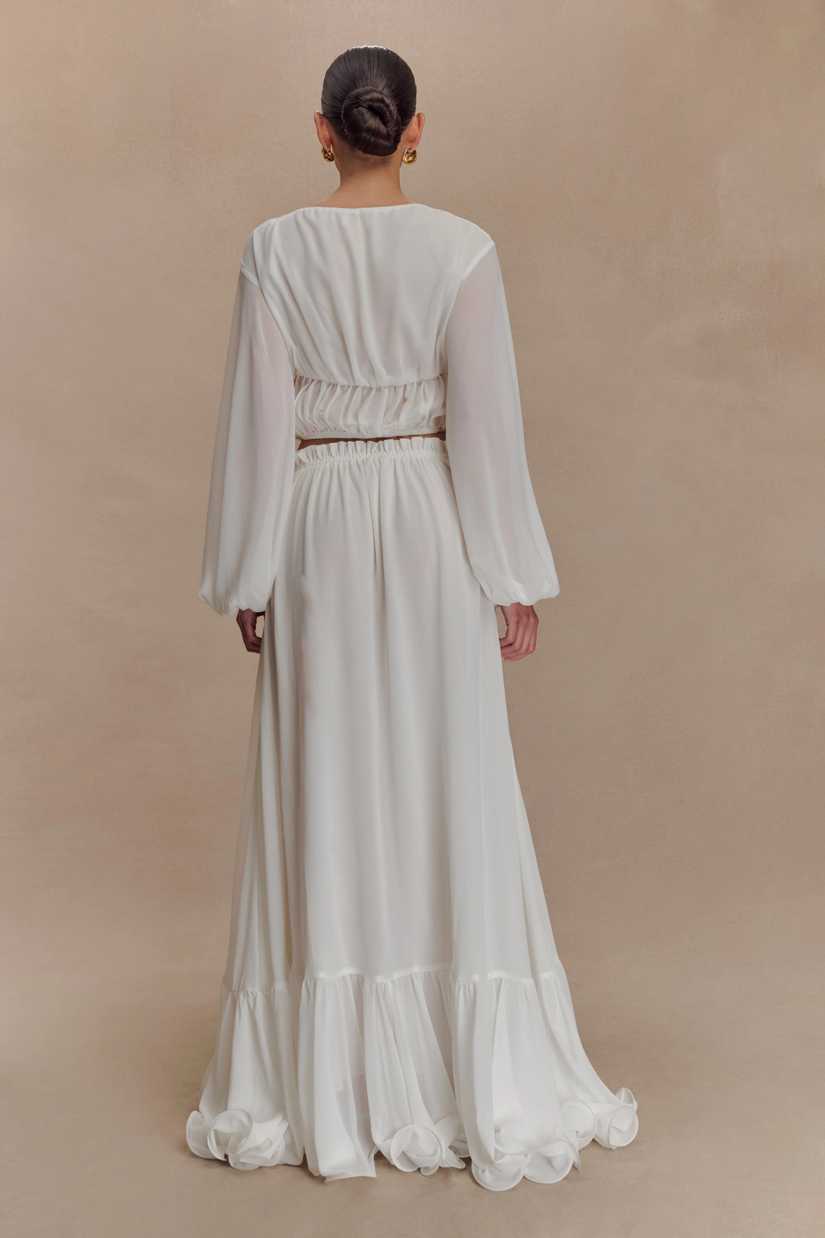 Carlie Chiffon Maxi Skirt - Ivory - Image 4