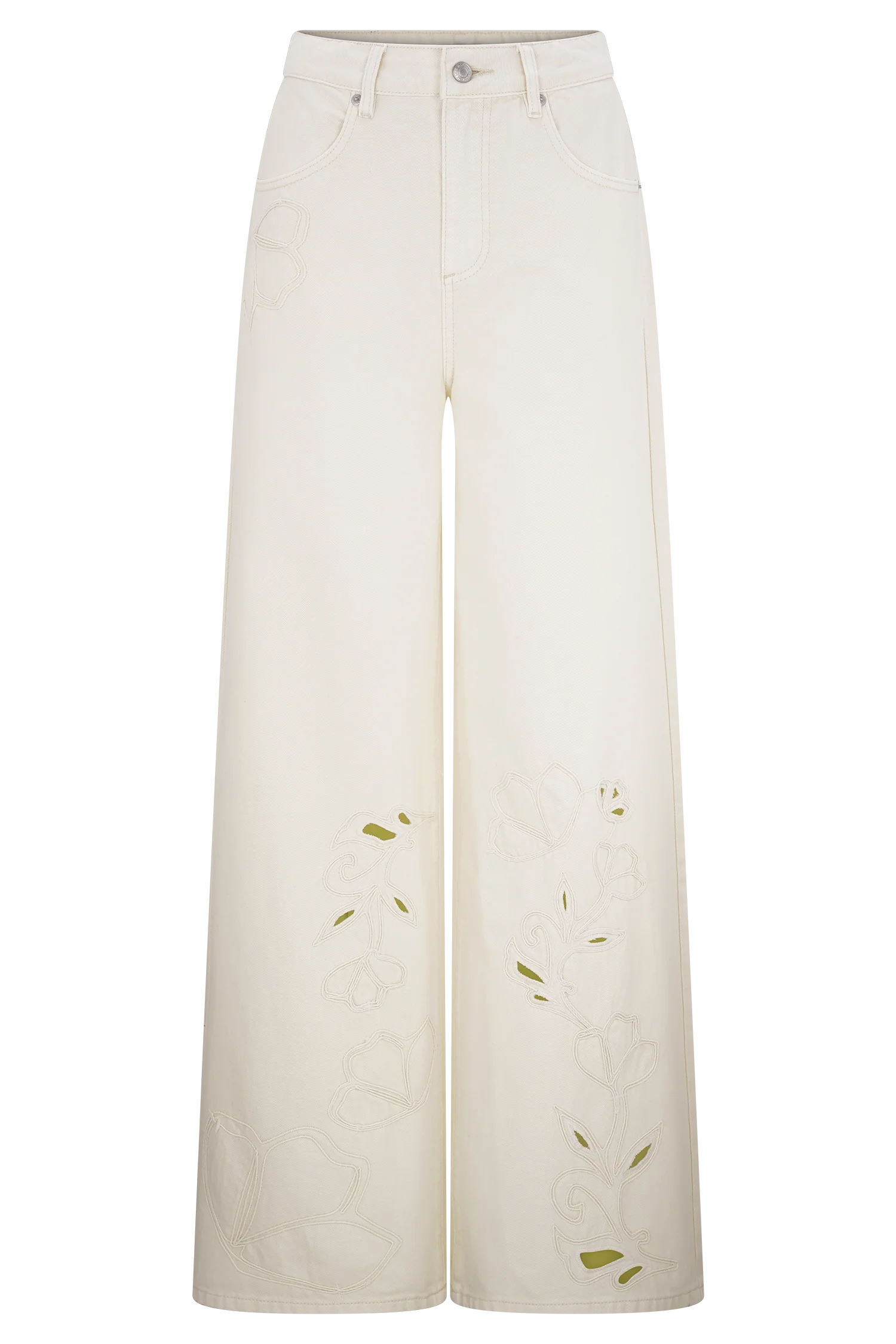 Carmella Embroided Jeans - Ecru - Image 7