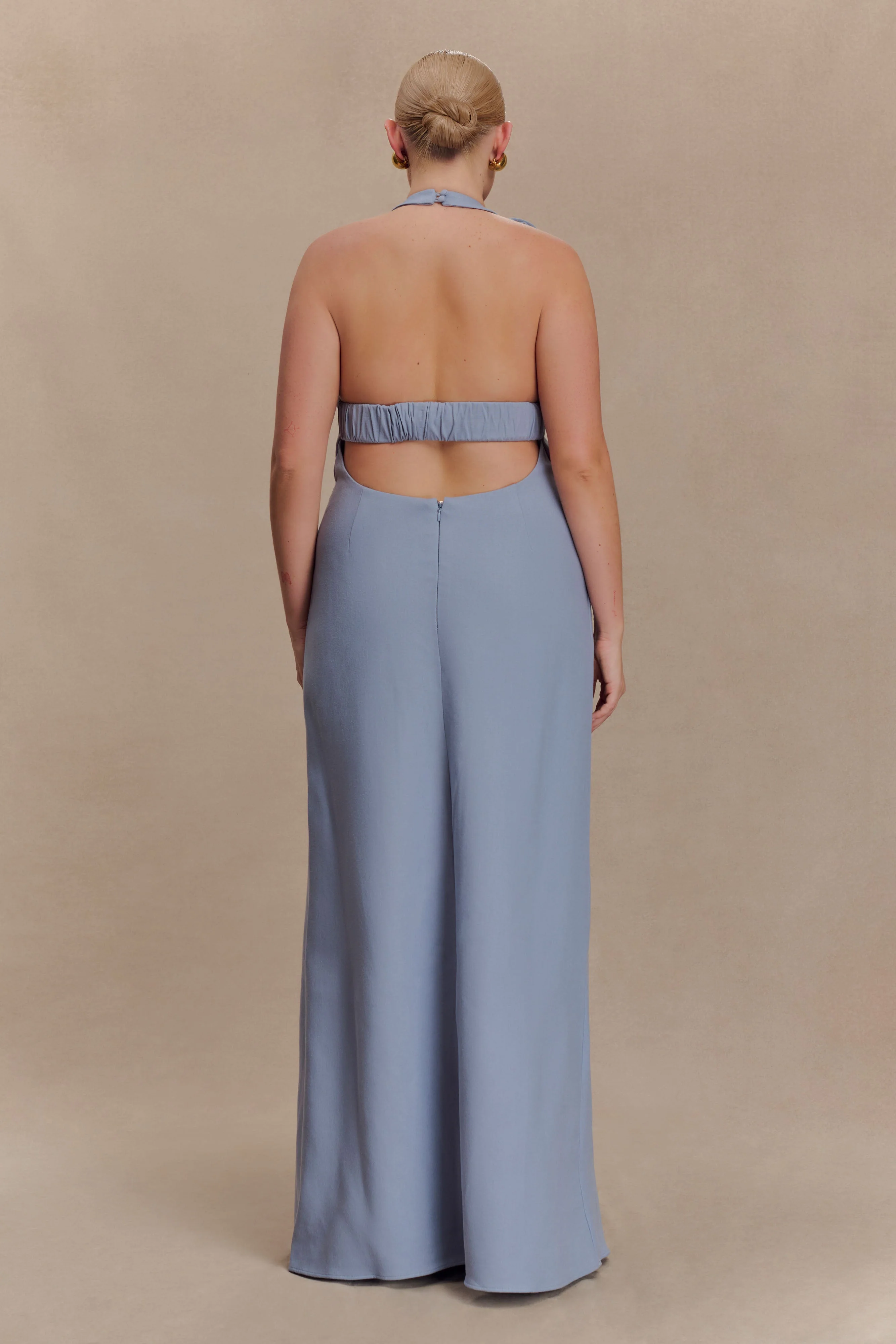 Carolyn Linen Bubble Maxi Dress - Misty Blue - Image 8