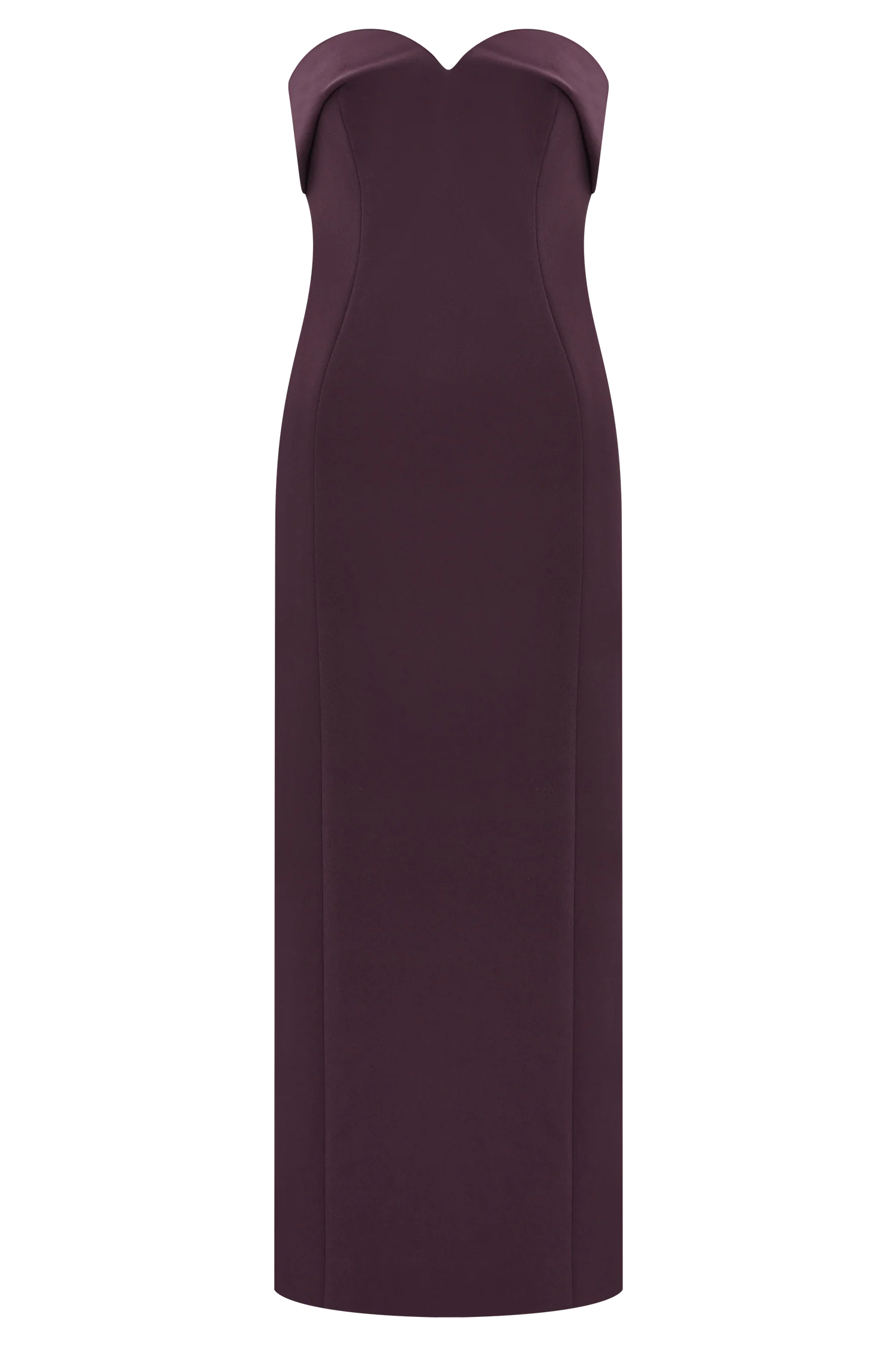Cary Folded Strapless Crepe Midi Dress - Wine - Image 7