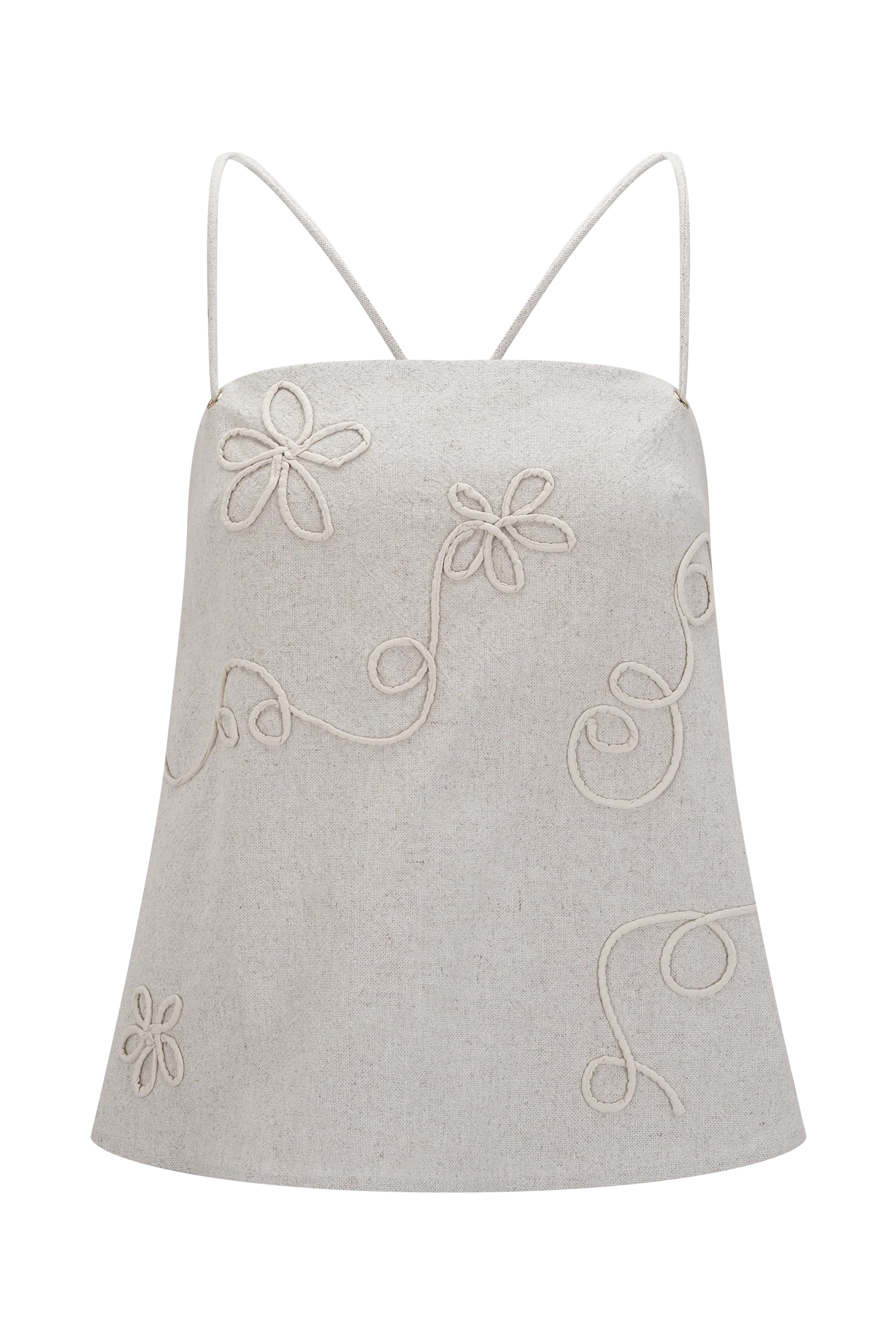 Casey Linen Corded Embroidered Linen Top - Natural - Image 11