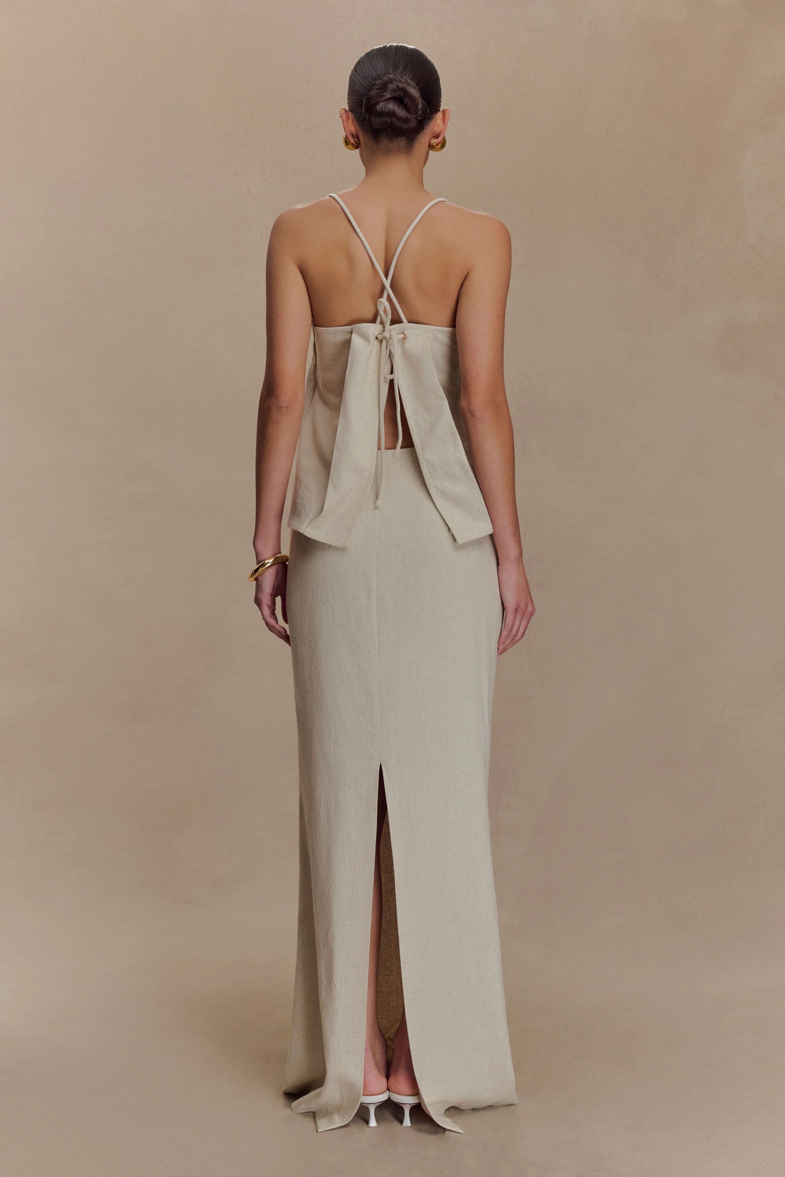 Casey Linen Corded Embroidered Linen Top - Natural - Image 7