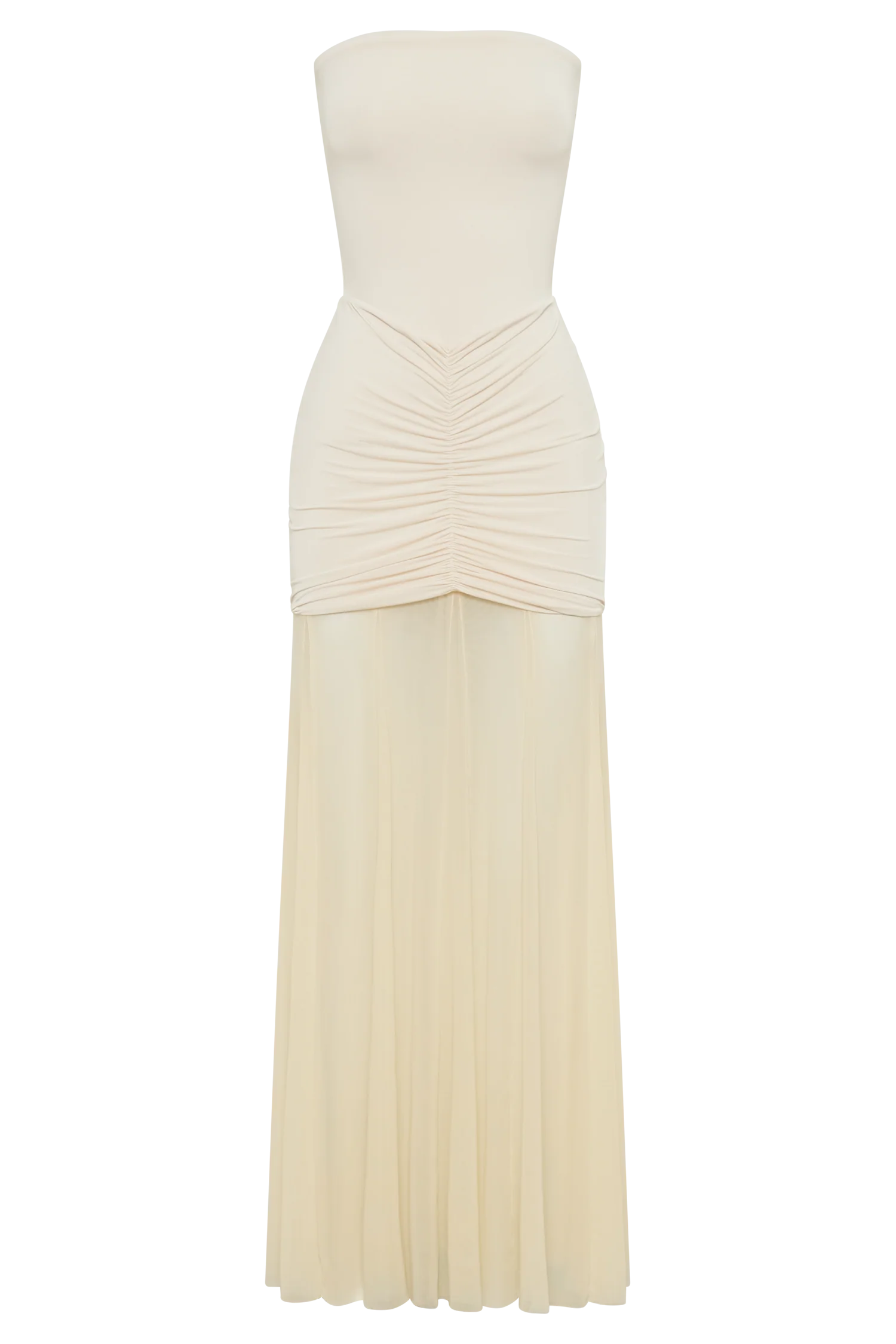 Caspian Slinky And Mesh Off Shoulder Maxi Dress - Ivory - Image 10
