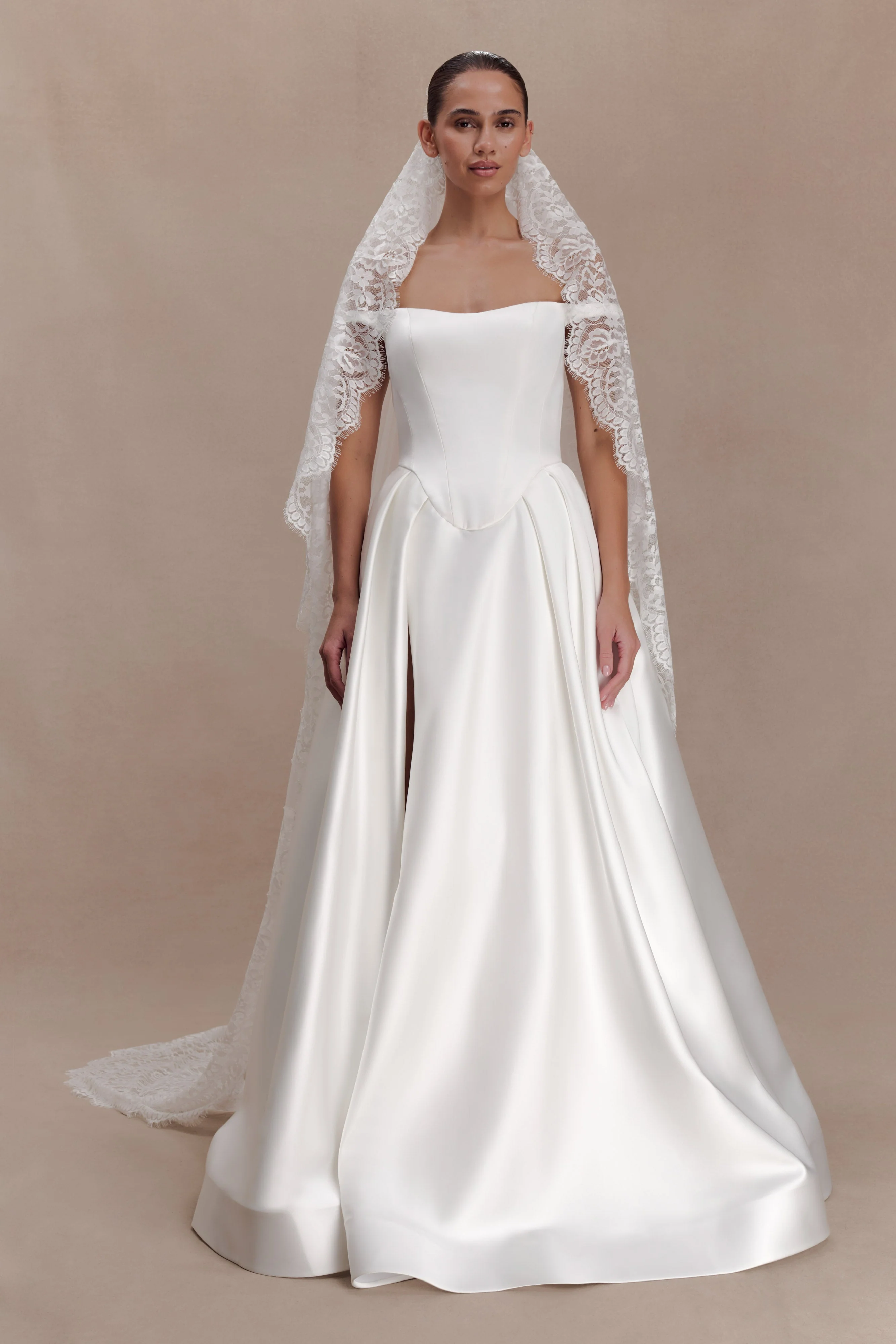 Cassia Lace Trim Veil - White - Image 6