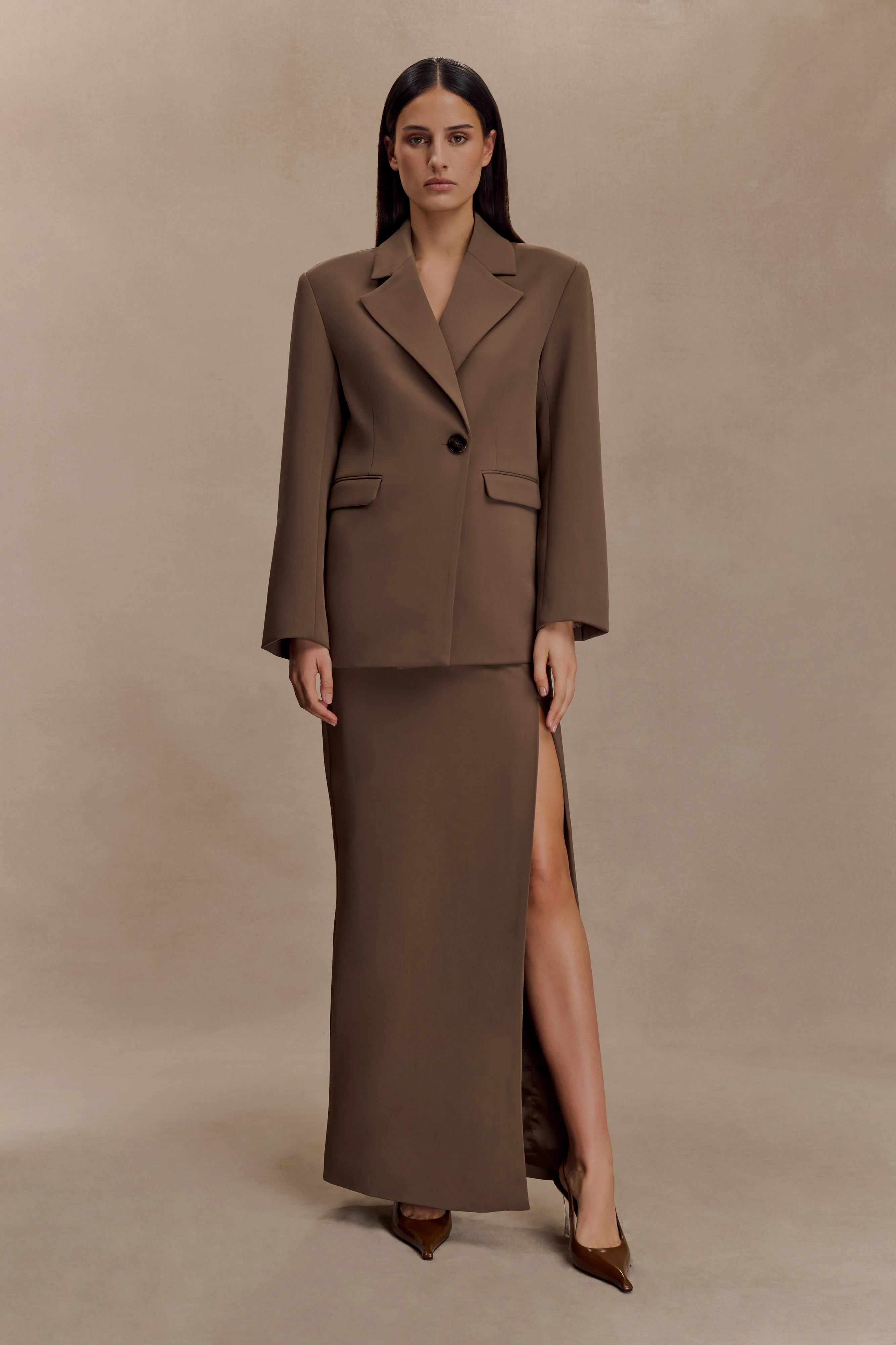 Cassie Column Maxi Skirt - Cacao Brown - Image 2