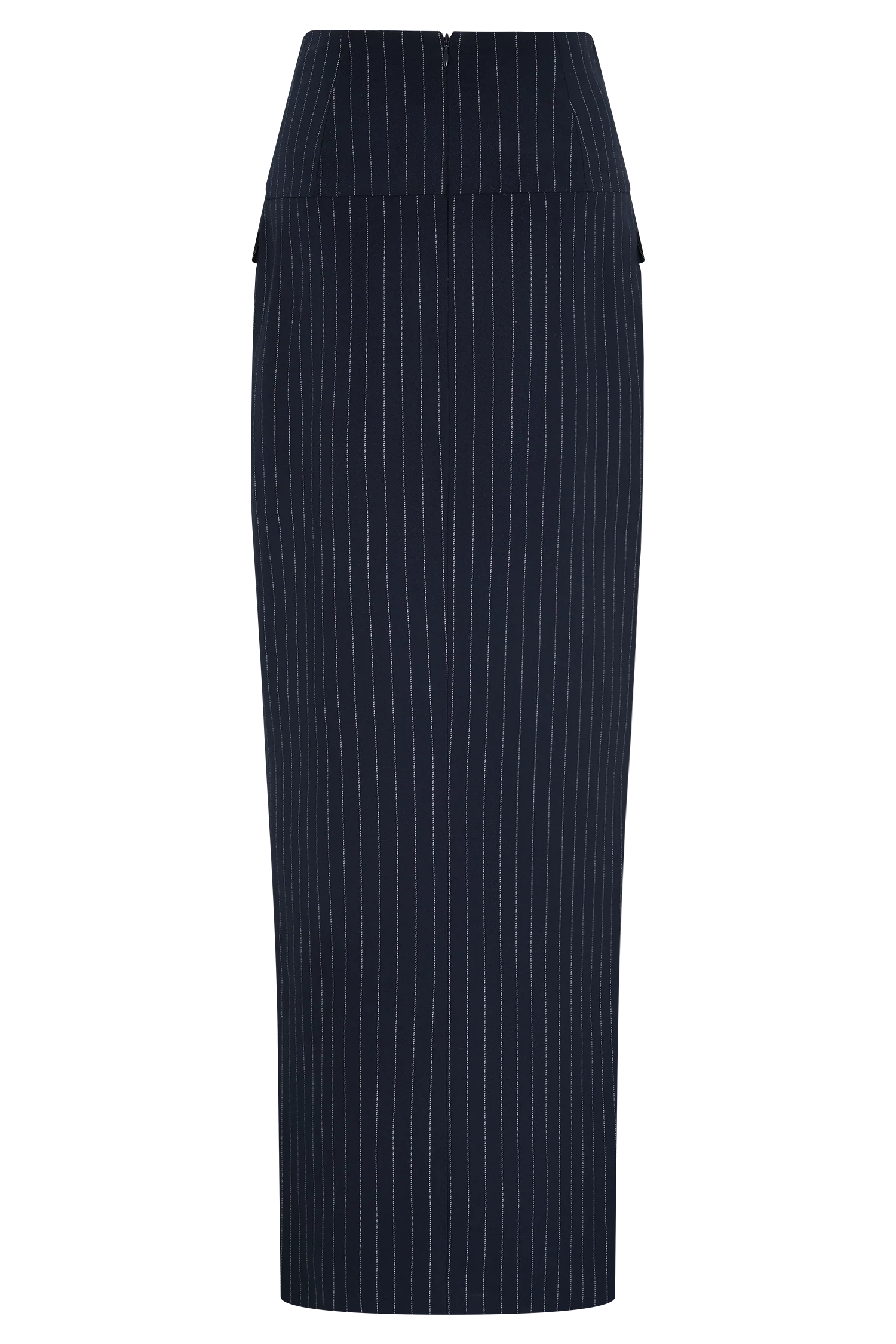 Cassie Column Maxi Skirt - Navy Pinstripe - Image 8