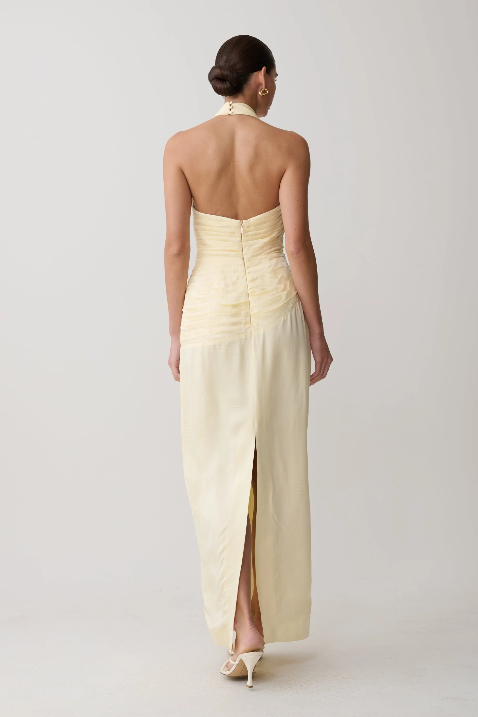 Chiara Halter Satin Maxi Dress - Buttermilk - Image 2