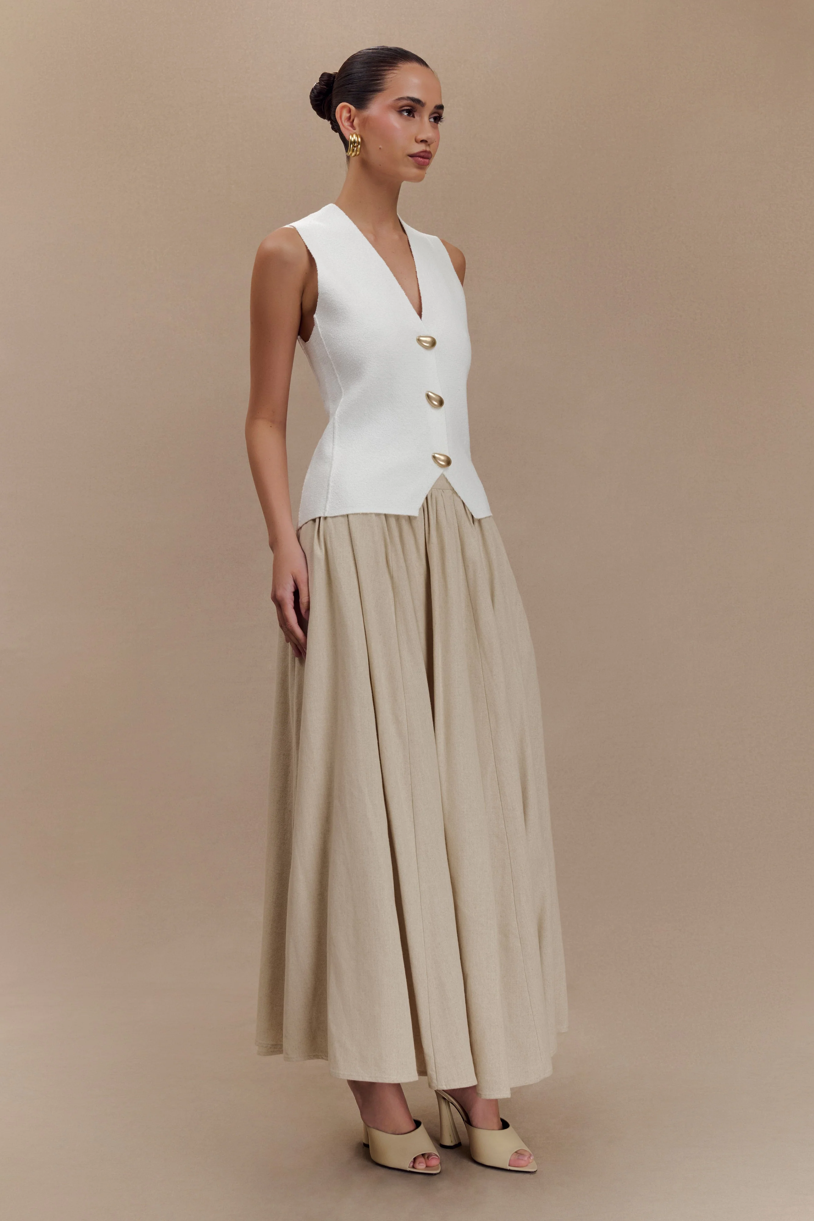 Clarence Linen A-Line Maxi Skirt - Natural - Image 4