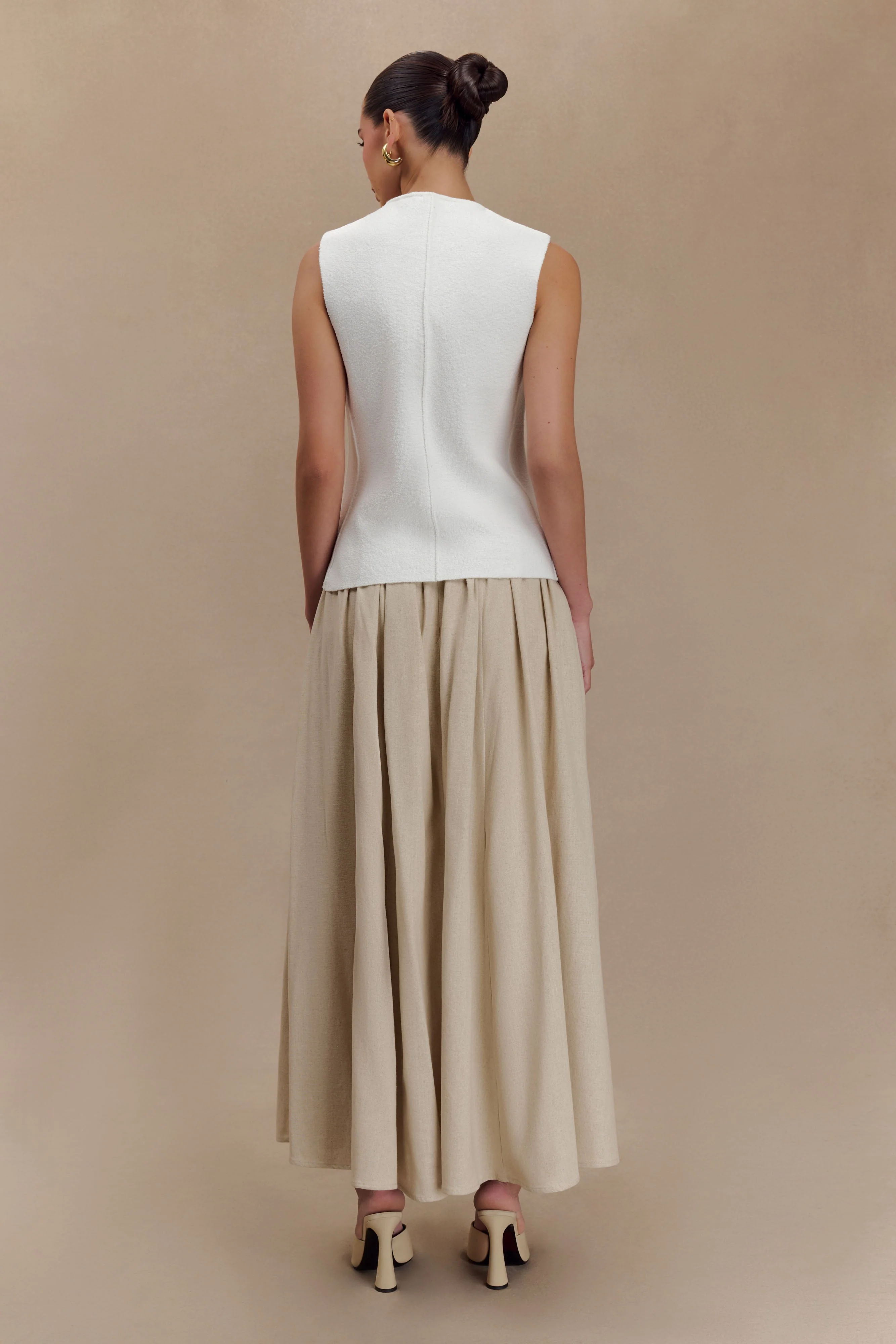 Clarence Linen A-Line Maxi Skirt - Natural - Image 5