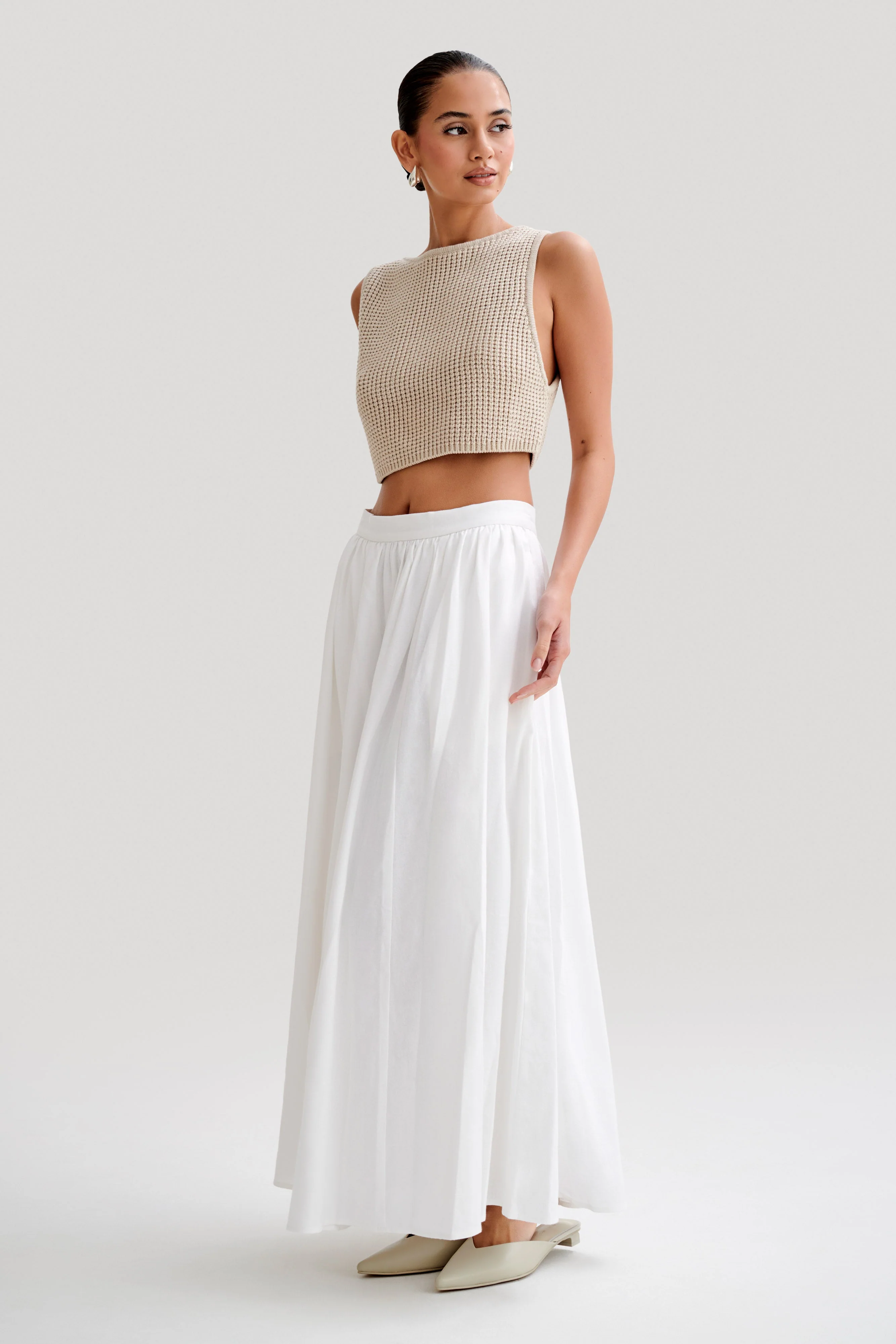 Clarence Linen A-Line Maxi Skirt - White - Image 6