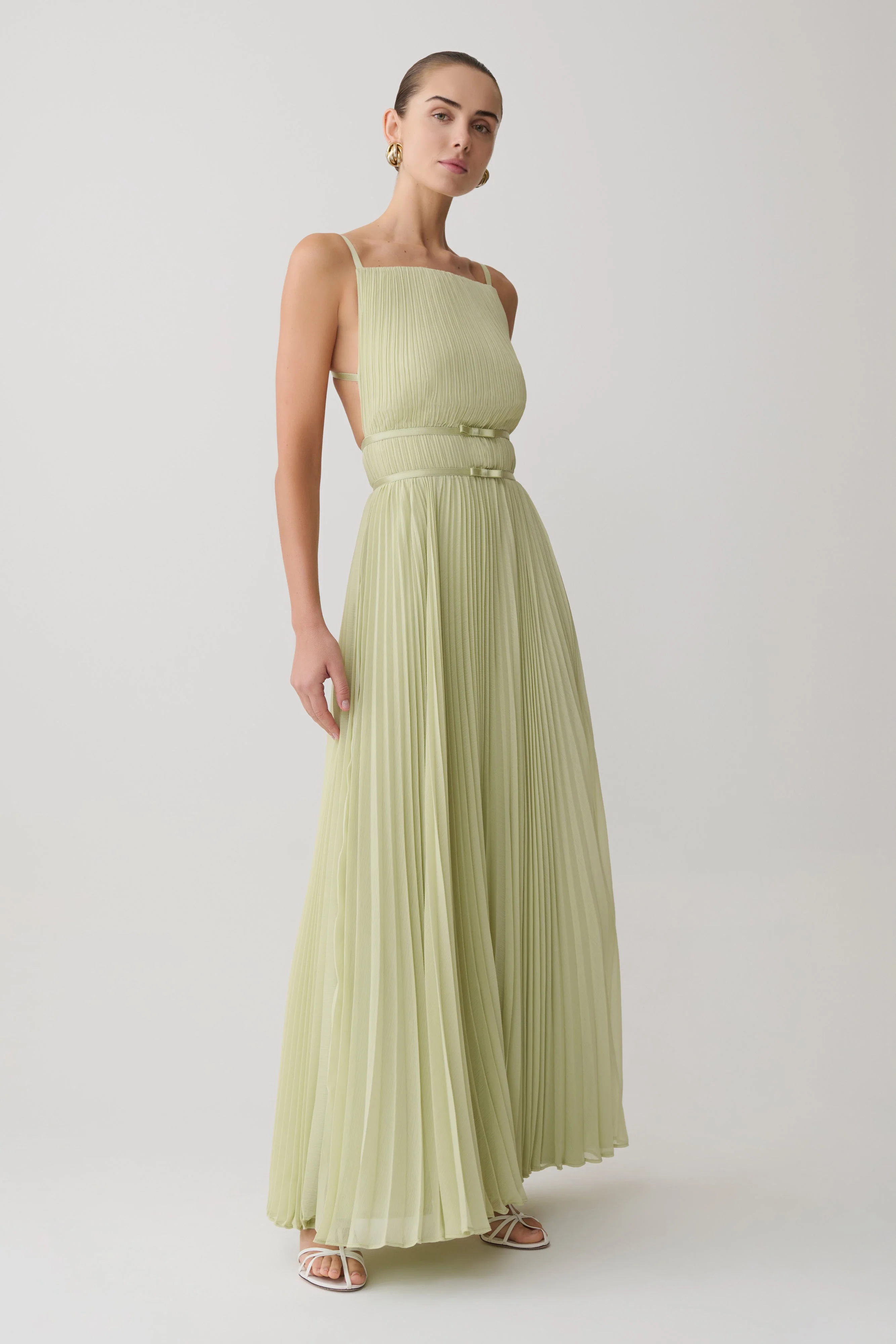 Clarisse Pleated Maxi Dress - Sage - Image 7