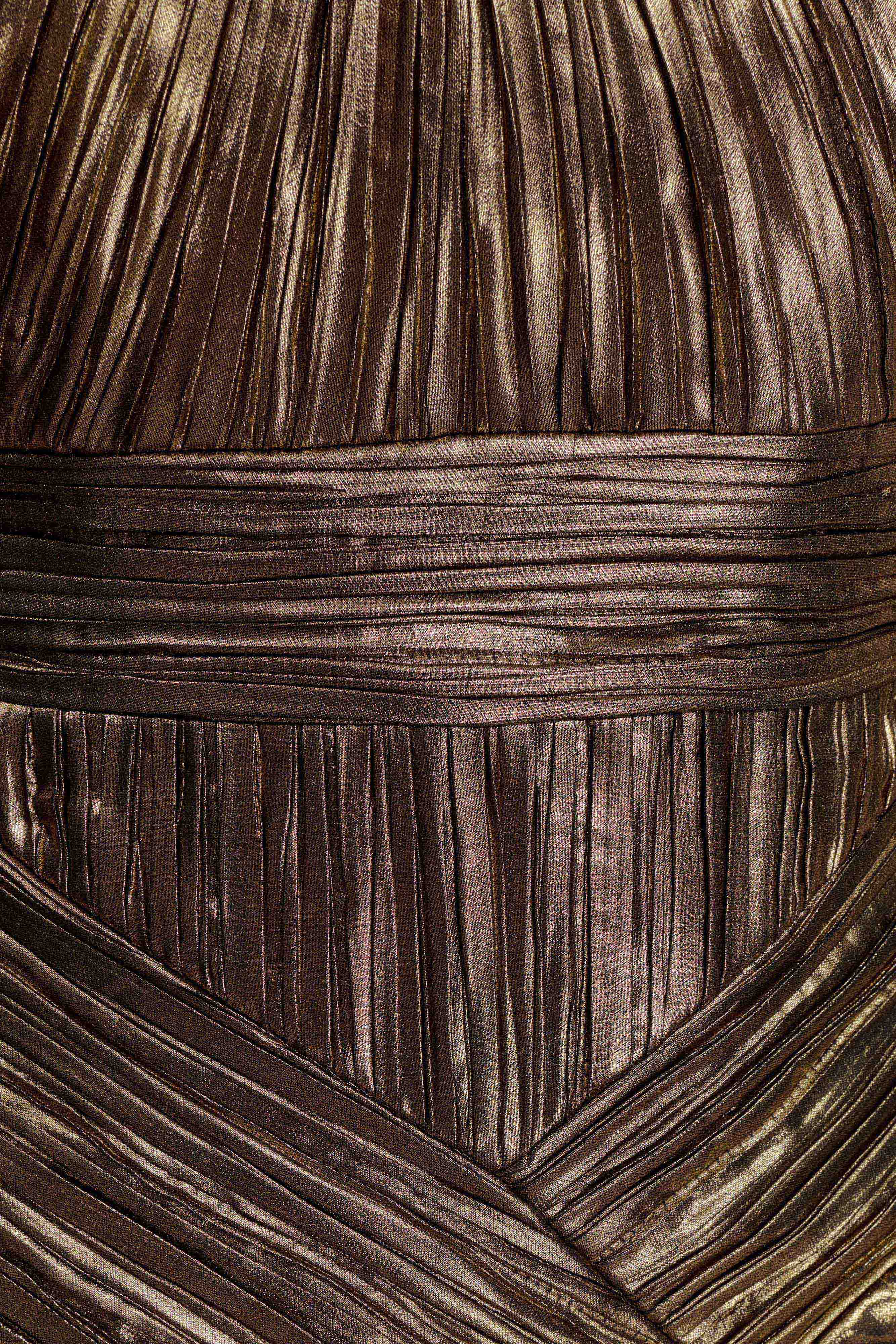 Clemence Plisse Maxi Dress - Gold - Image 10