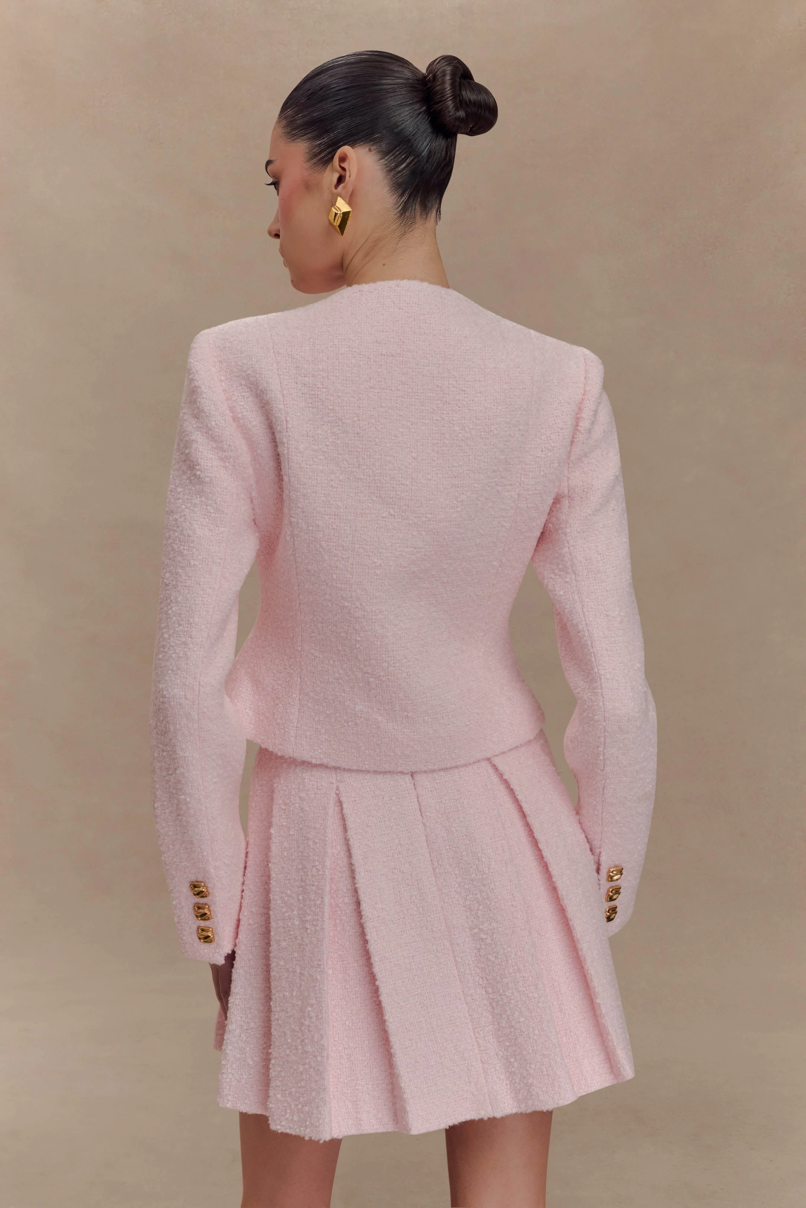 Cleo Boucle Mini Skirt - Powder Pink - Image 2