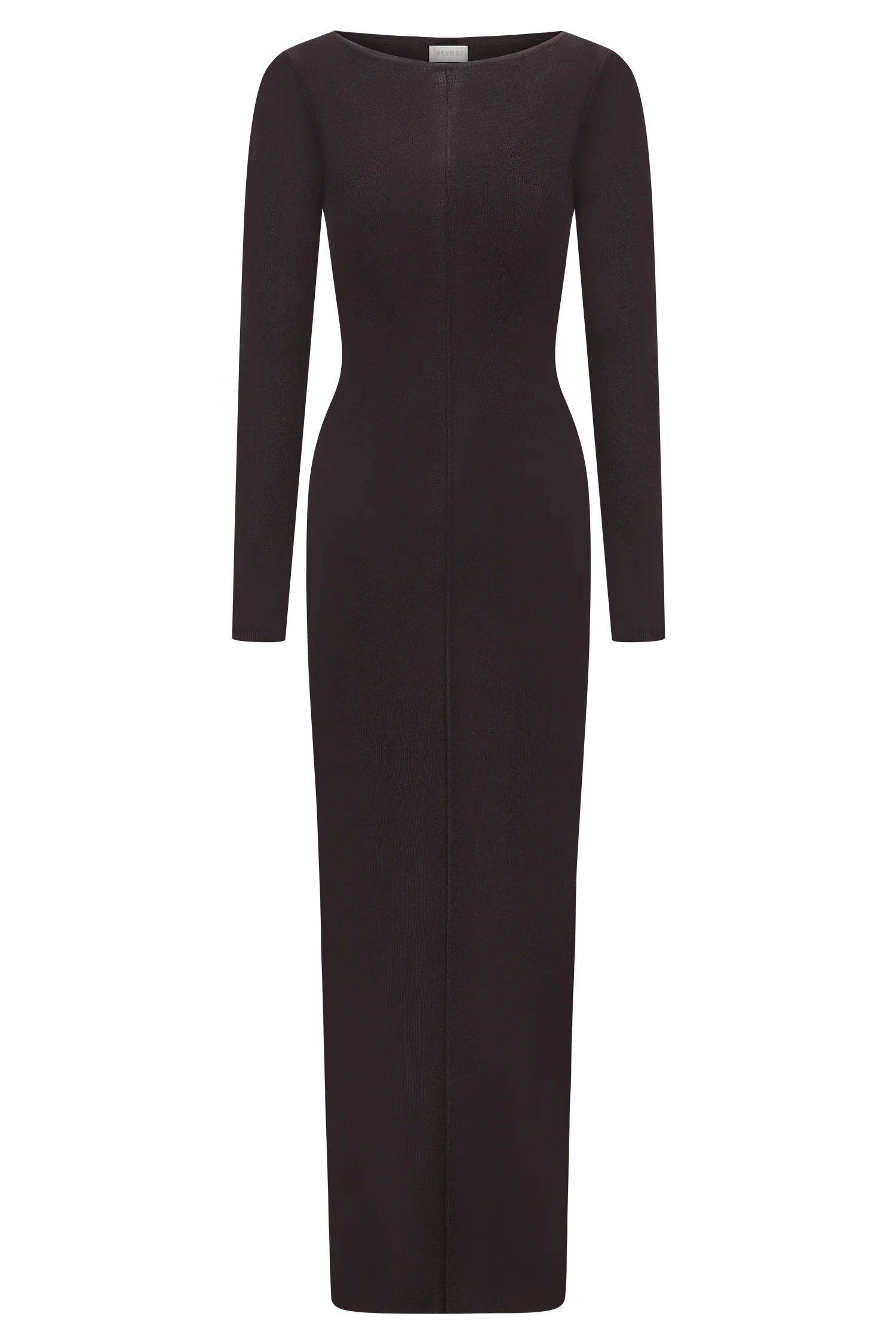 Cleona Merino Wool Ribbed Long Sleeve Maxi Dress - Deep Chocolate - Image 9