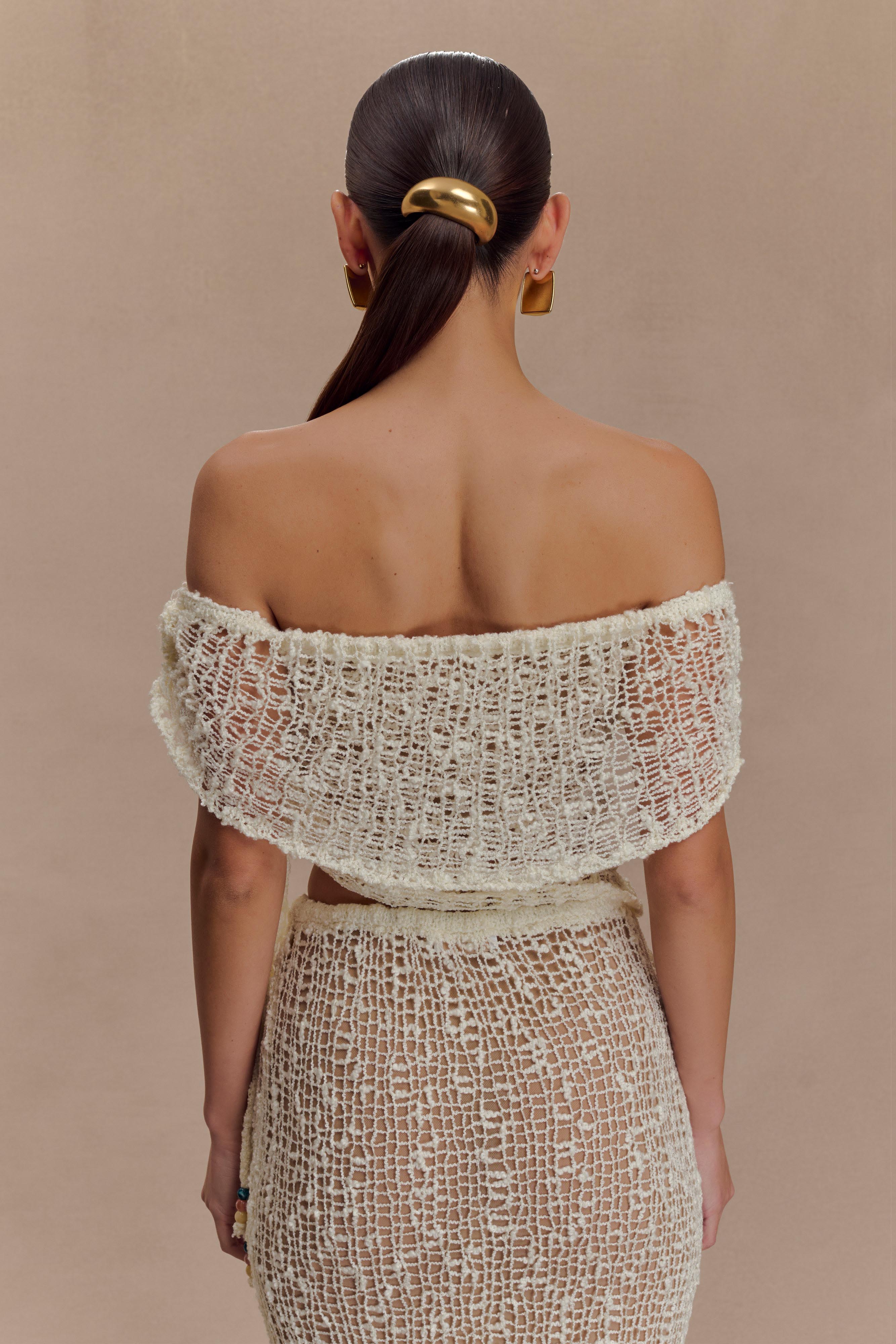 Cordelia Off Shoulder Knit Top - Ivory - Image 2