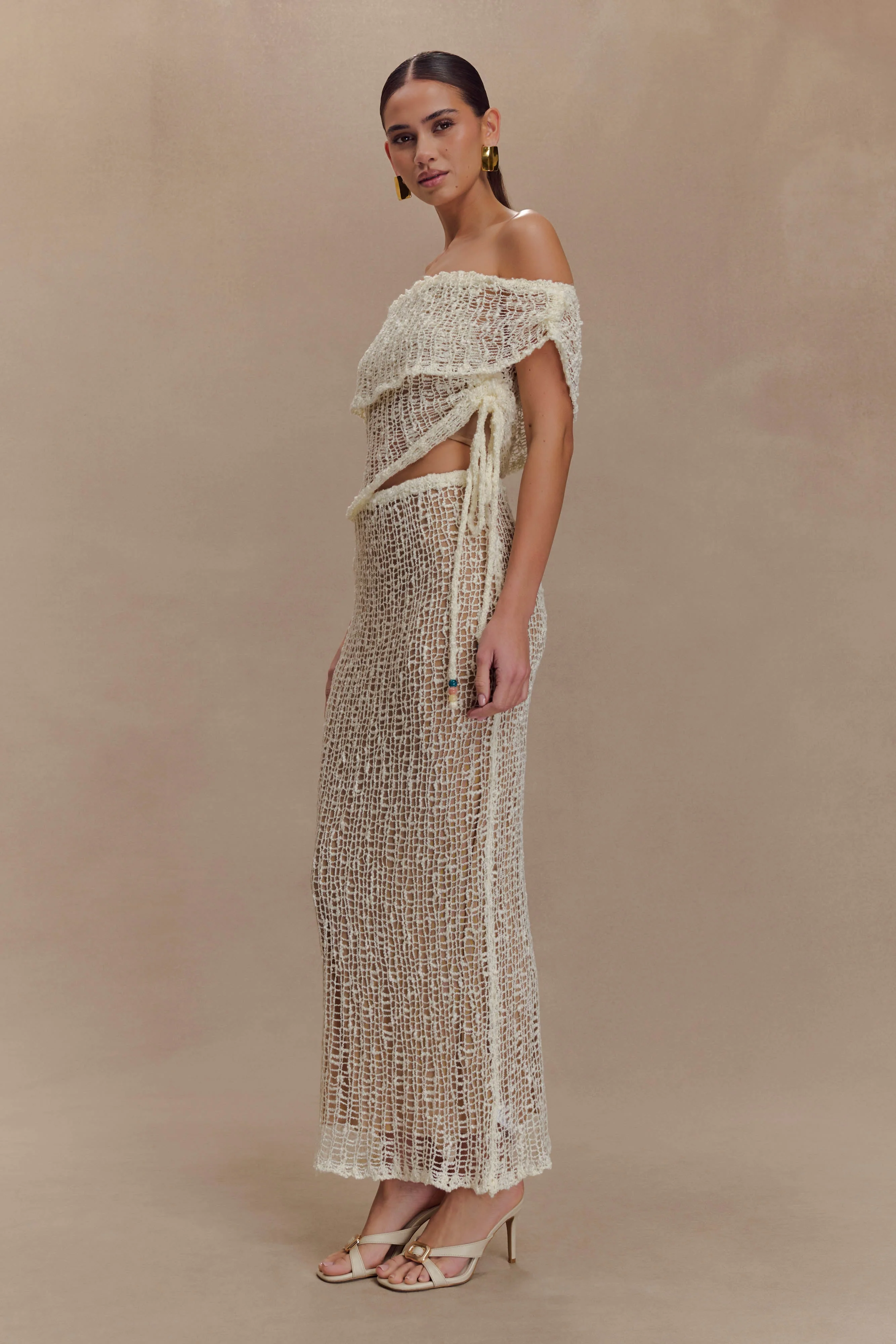 Cordelia Off Shoulder Knit Top - Ivory - Image 4