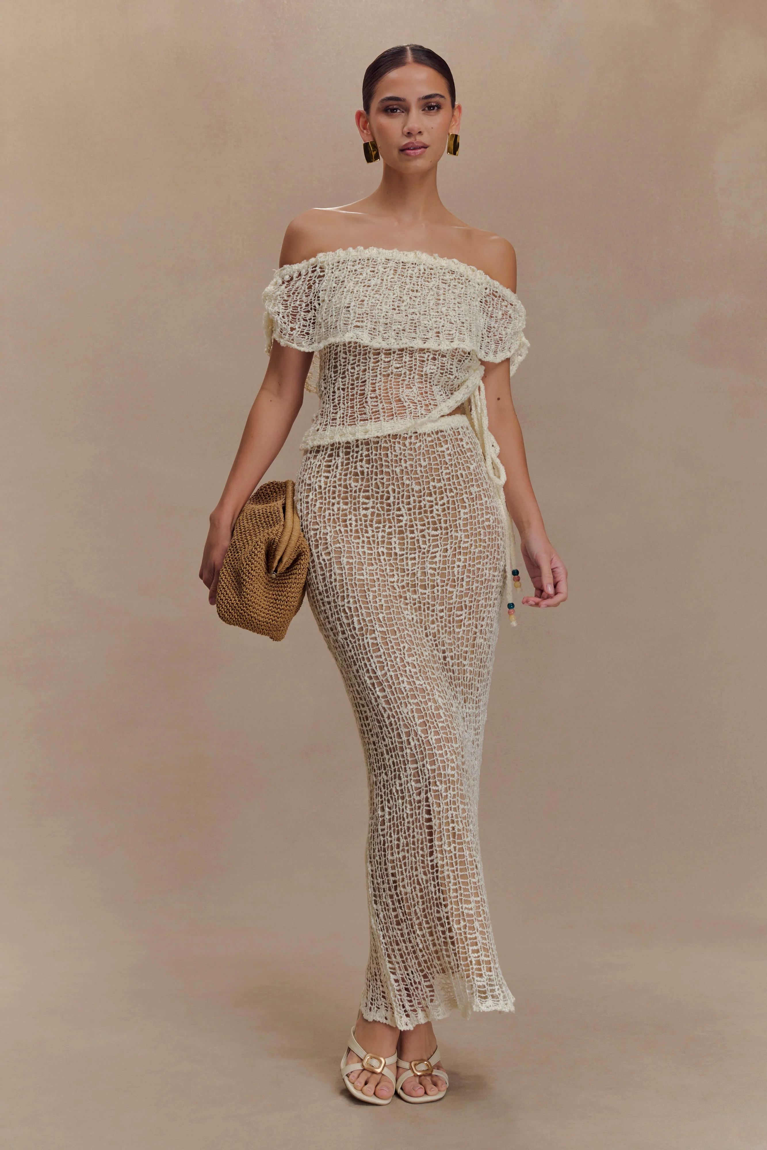 Cordelia Off Shoulder Knit Top - Ivory - Image 6