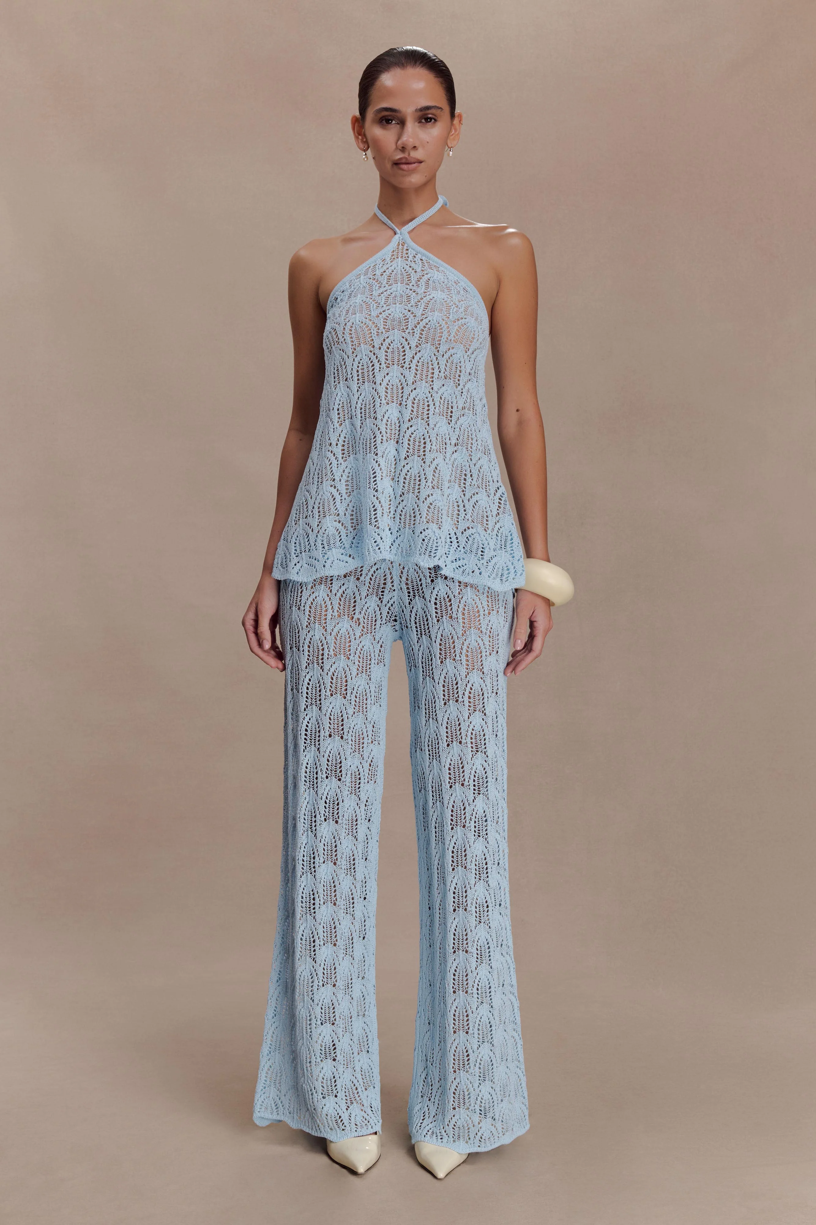 Corey Crochet Halter Neck Top - Light Blue - Image 7