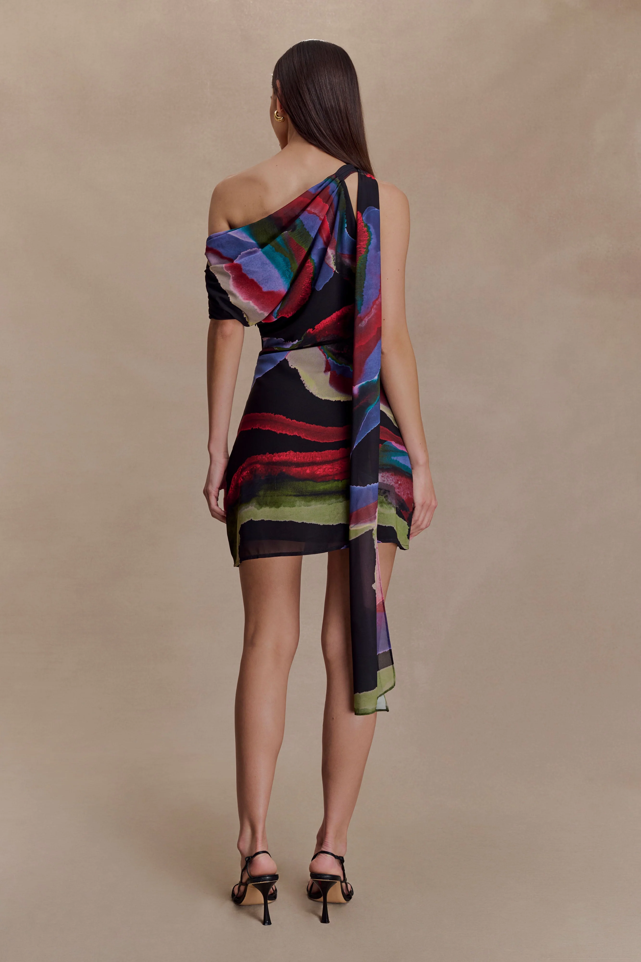 Daisie Chiffon Mini Dress - Multi Fluid Reverie Print - Image 2