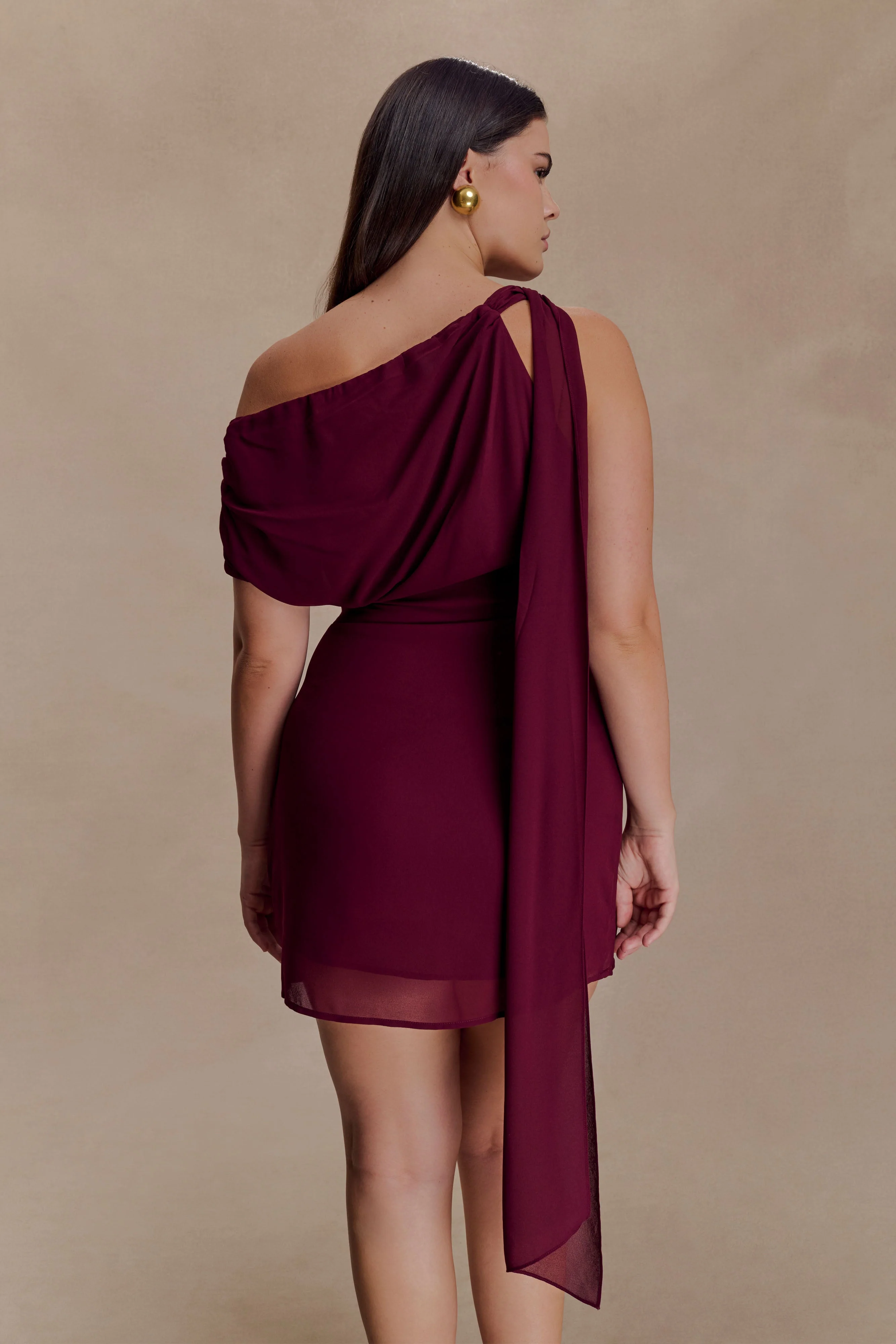Daisie Chiffon Mini Dress - Wine - Image 4